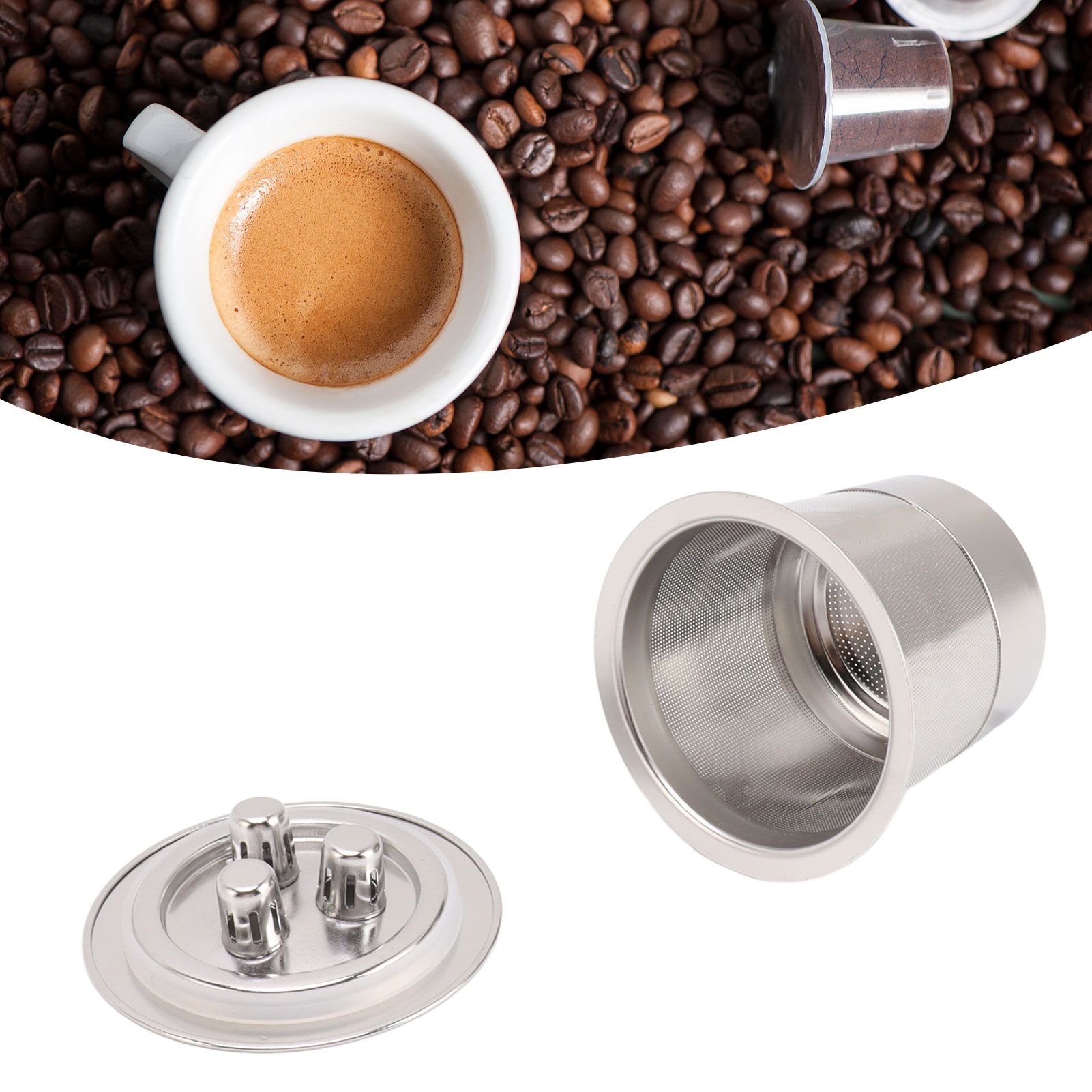 Coffee Capsule Filter Reusable Refillable Stainless Steel 3 Hole Coffee view 11