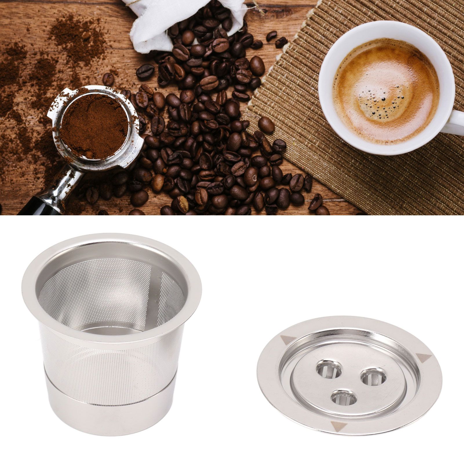 Coffee Capsule Filter Reusable Refillable Stainless Steel 3 Hole Coffee view 12