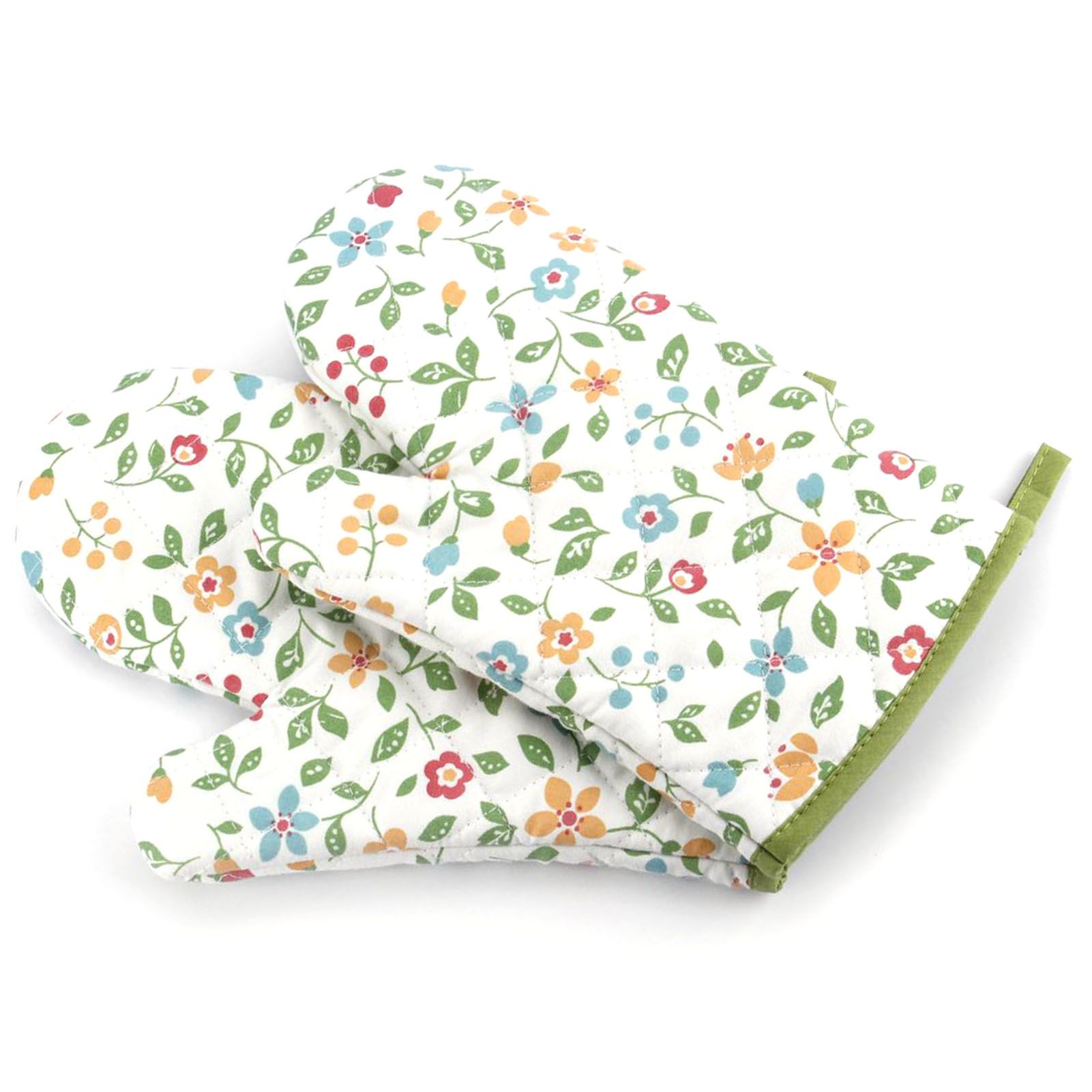 1 Pair Oven Gloves Non Slip Flower Grass Pattern Heat Resistant Microwave view 4