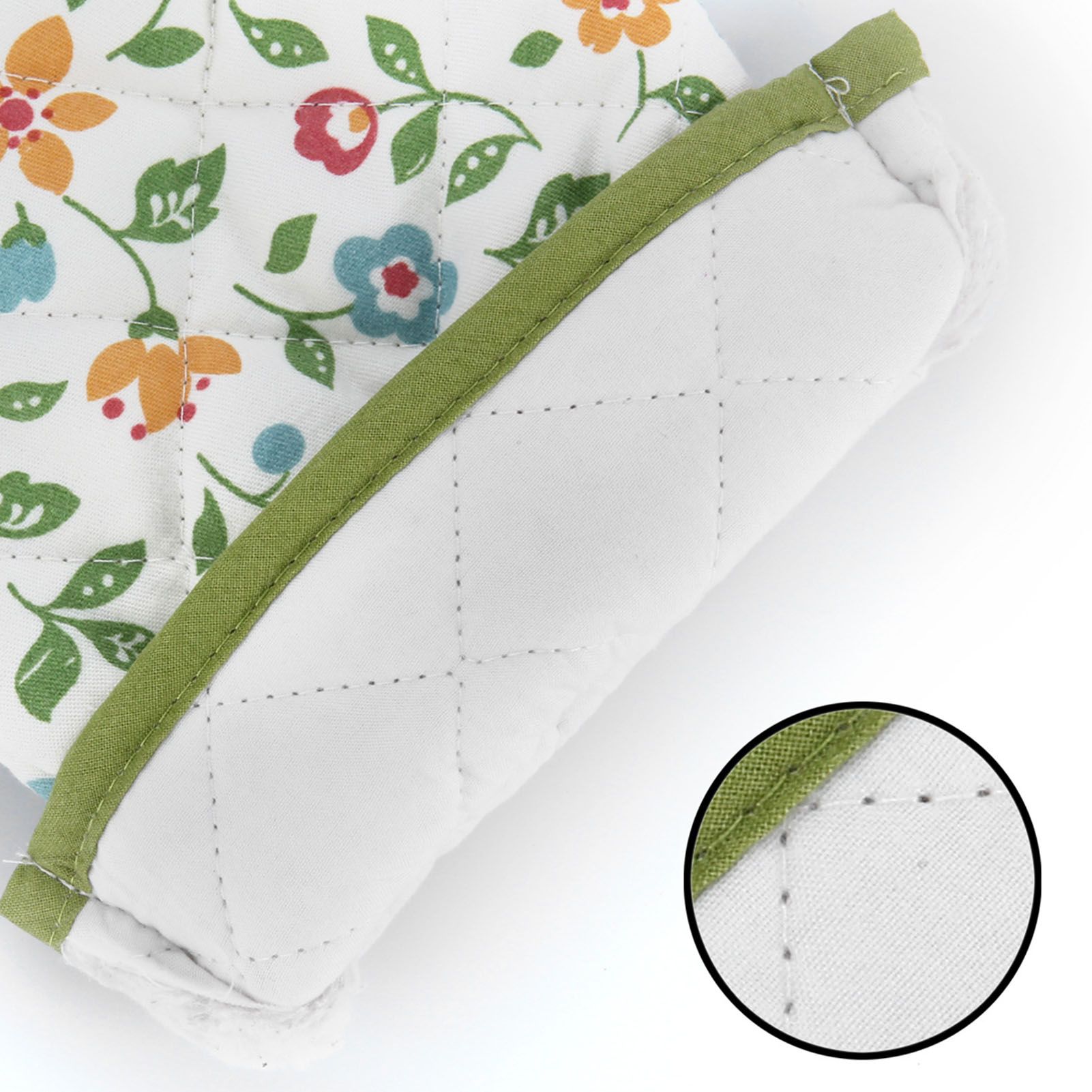 1 Pair Oven Gloves Non Slip Flower Grass Pattern Heat Resistant Microwave view 12