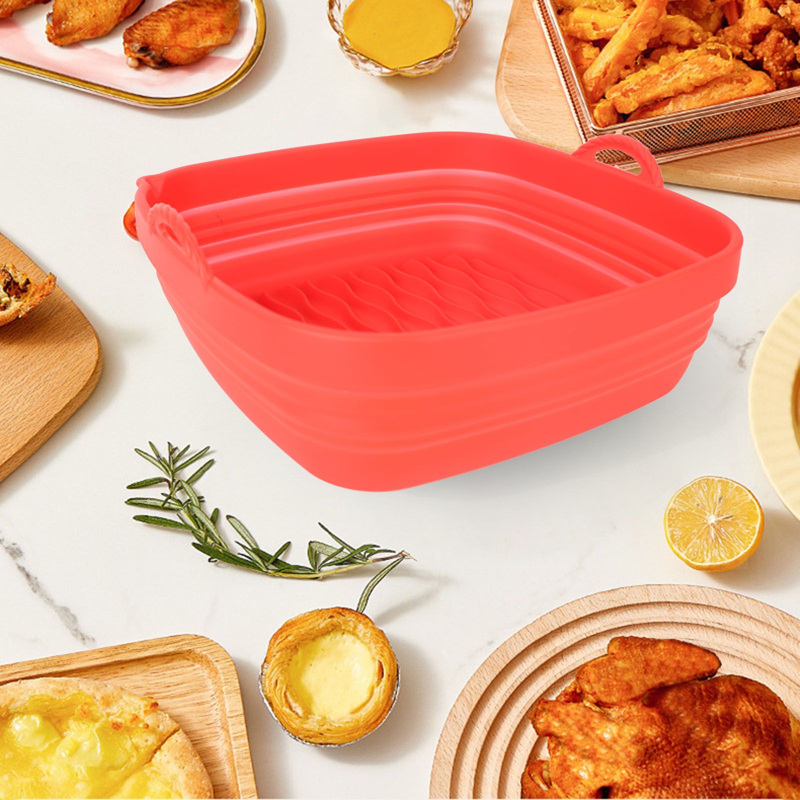 Reusable Fryer Liners Wave Grain Square Fryer Silicone Basket for Home Baking view 11