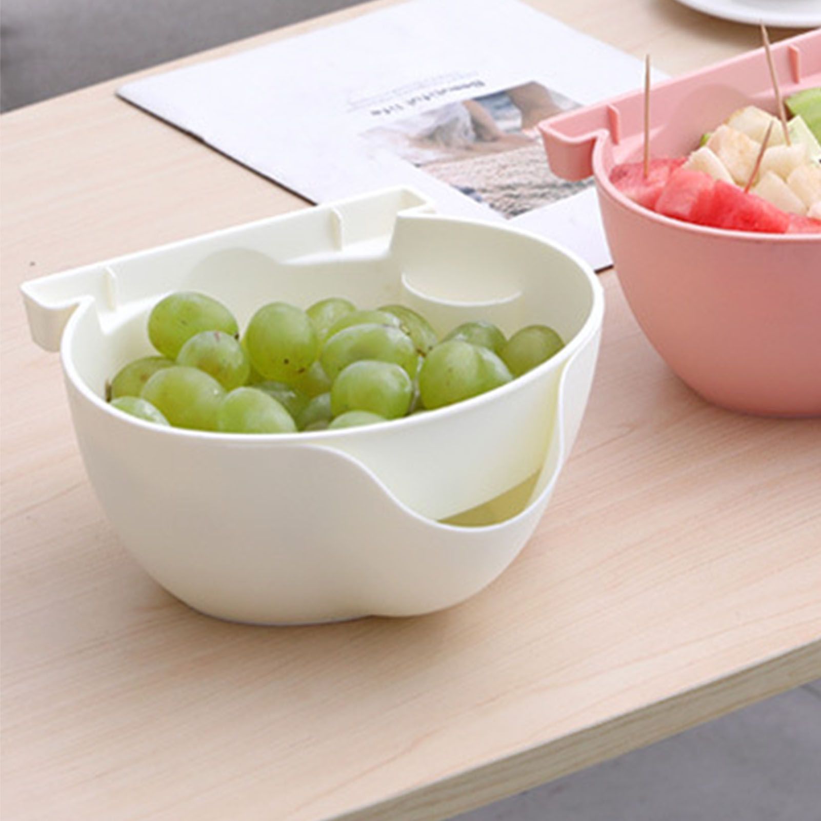 Strainer Bowl 2 Layer Fruit Colander Basket Plastic with Phone Bracket for view 5