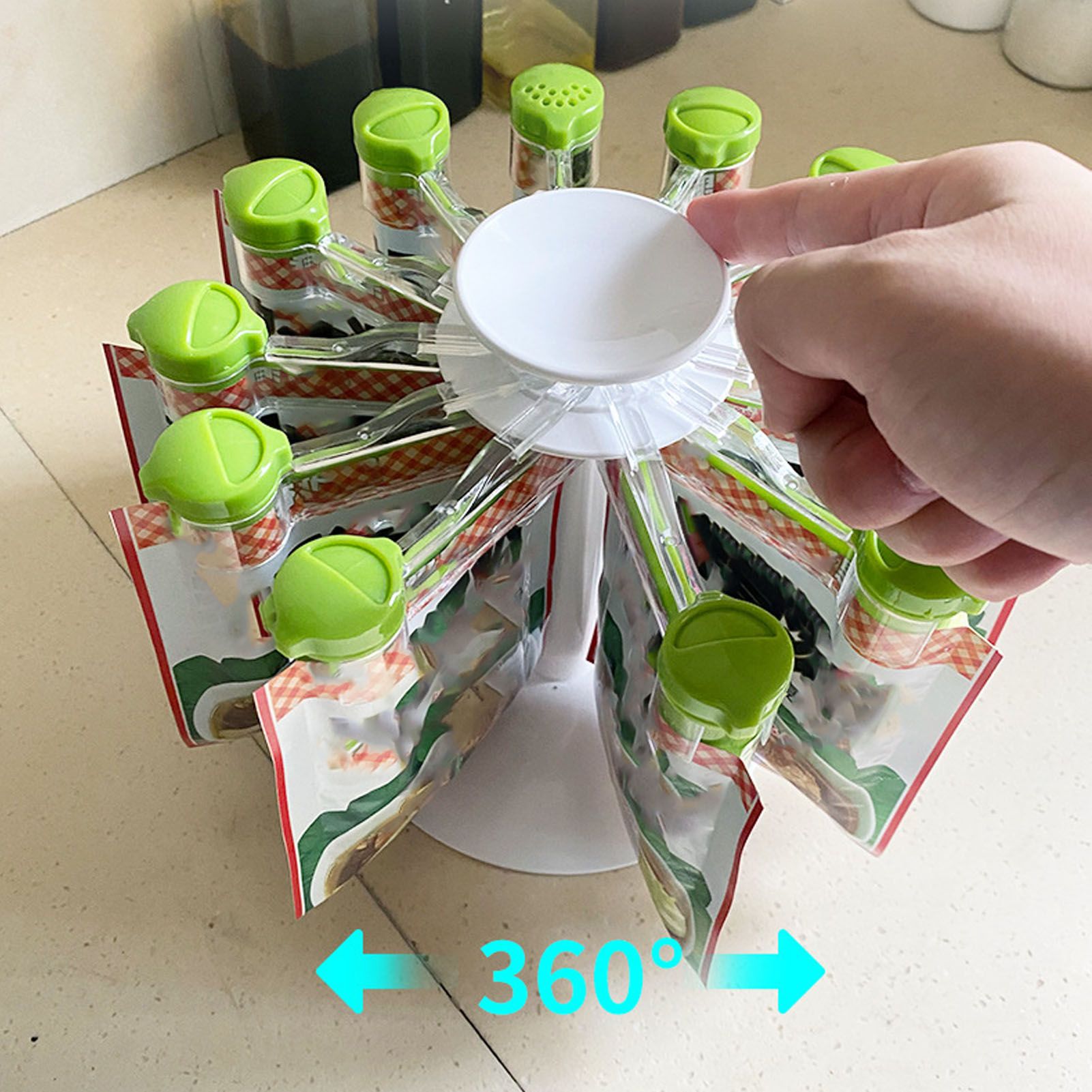 Rotating Seasoning Bag Rack Condiment Spice Storage Bracket Organizer Holder view 10