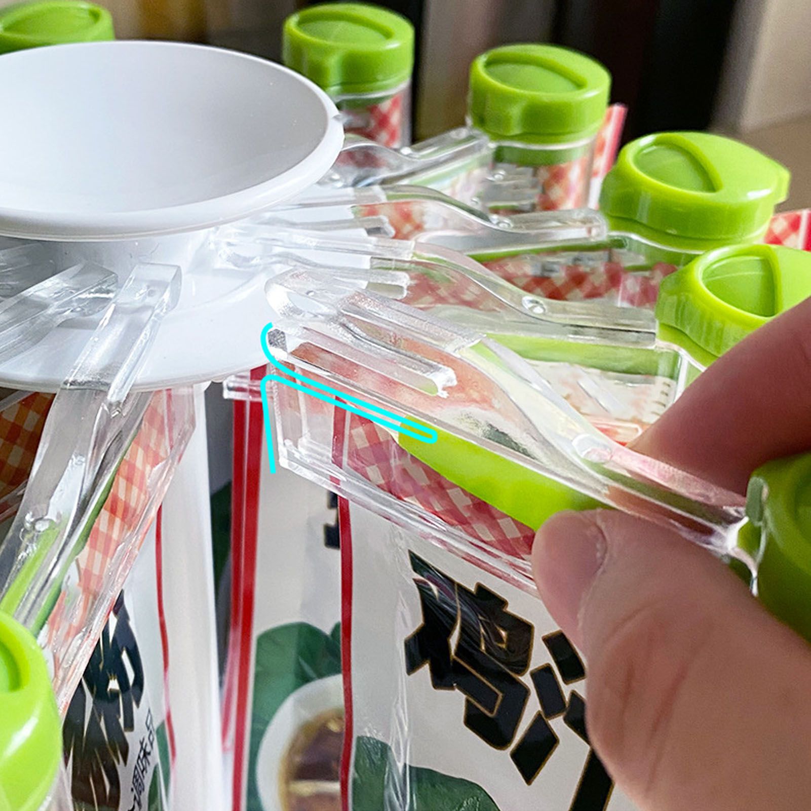 Rotating Seasoning Bag Rack Condiment Spice Storage Bracket Organizer Holder view 13