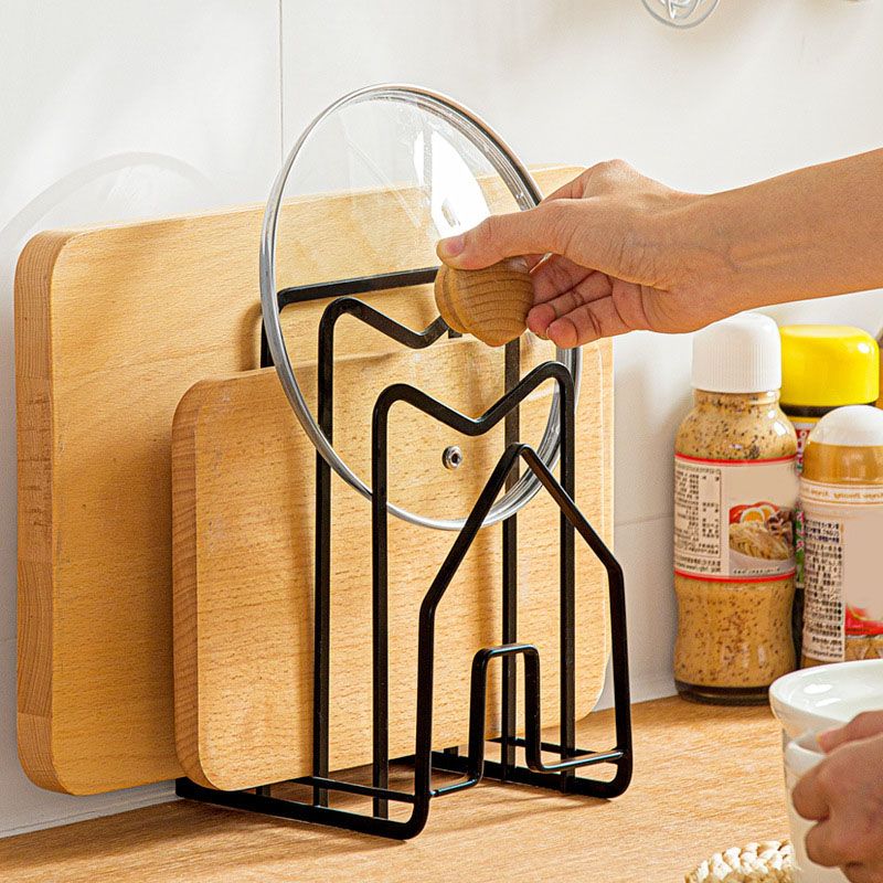 Chopping Board Storage Rack Multifunctional Pot Pan Lid Stand Holder Iron Good view 11