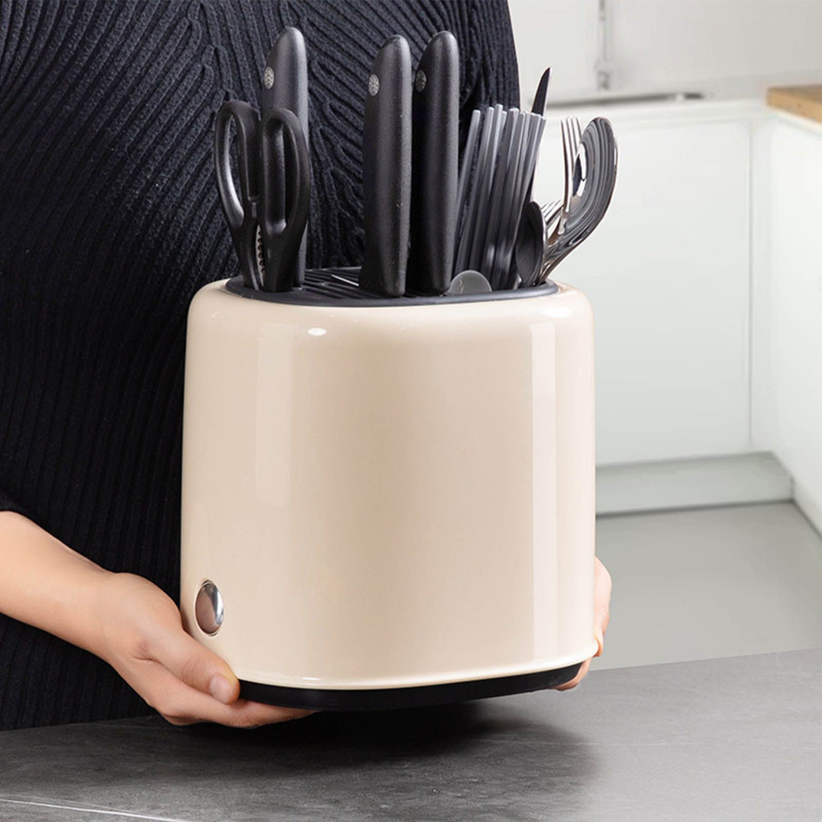 Knife Block Utensil Holder Retro Space Saving Large Capacity 2 In 1 Countertop view 5