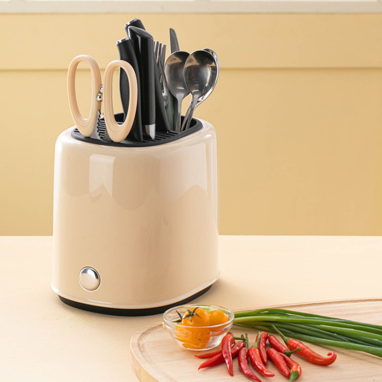 Knife Block Utensil Holder Retro Space Saving Large Capacity 2 In 1 Countertop view 6