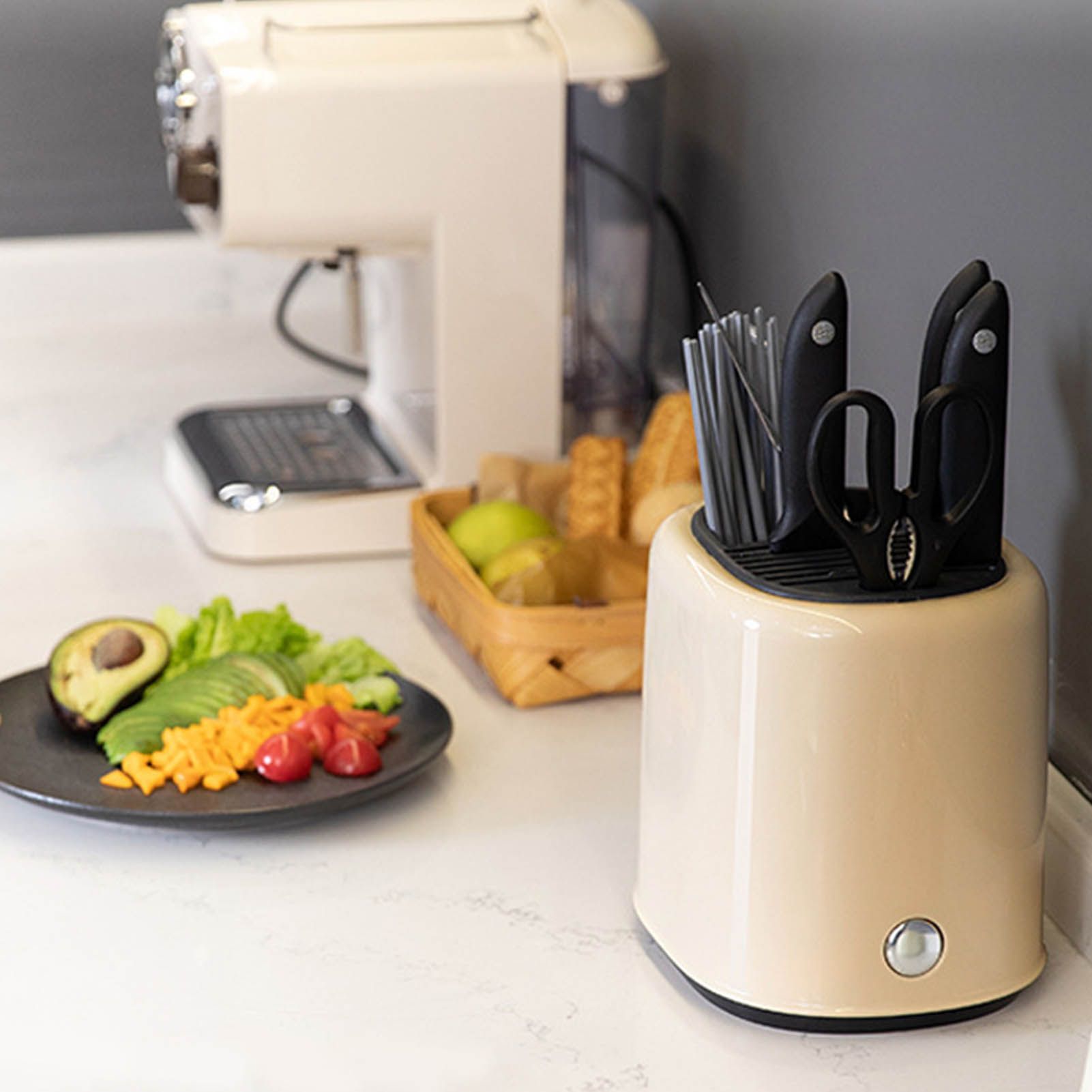 Knife Block Utensil Holder Retro Space Saving Large Capacity 2 In 1 Countertop view 10