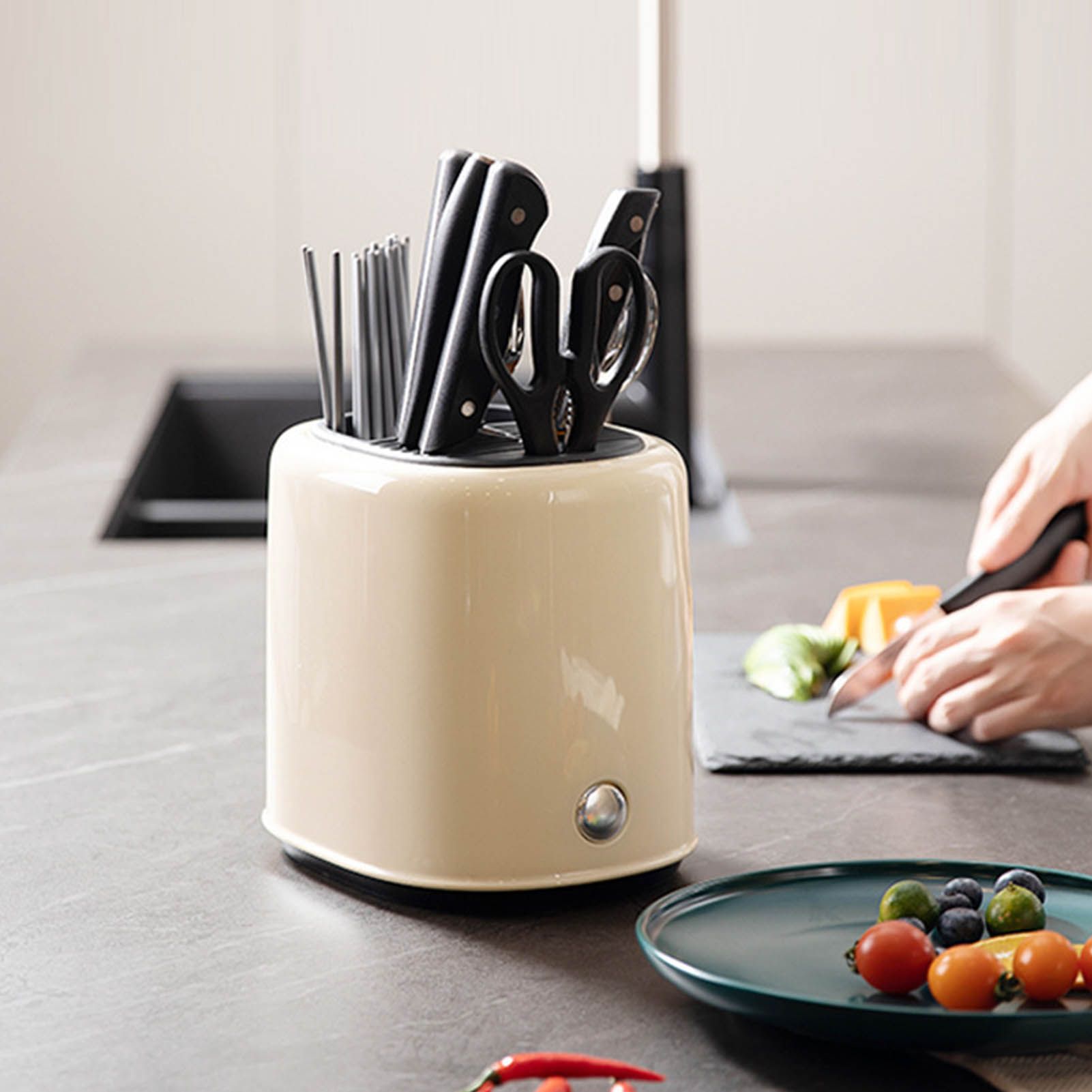 Knife Block Utensil Holder Retro Space Saving Large Capacity 2 In 1 Countertop view 11