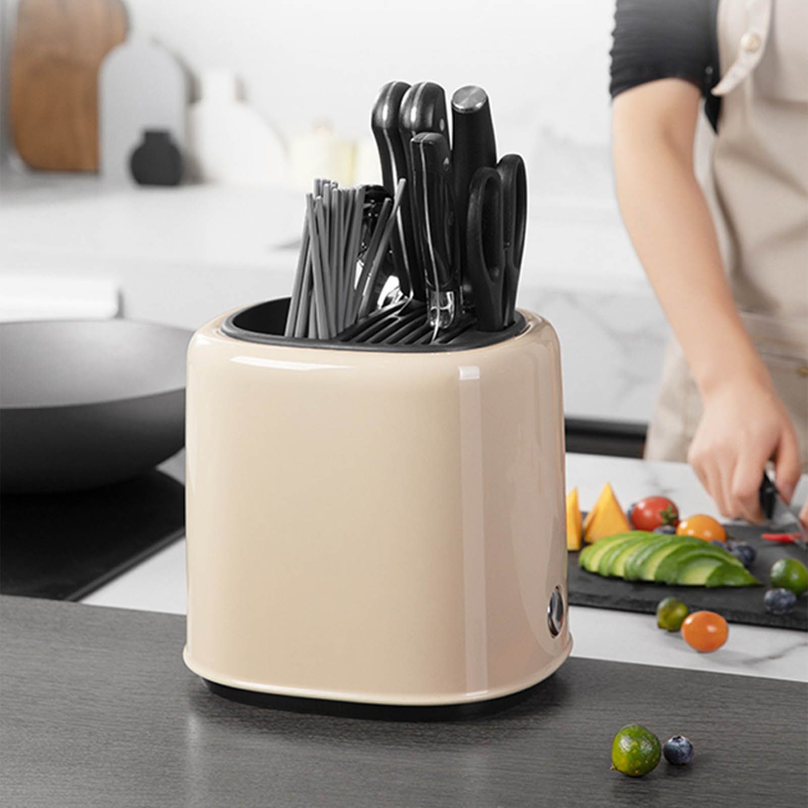 Knife Block Utensil Holder Retro Space Saving Large Capacity 2 In 1 Countertop view 12