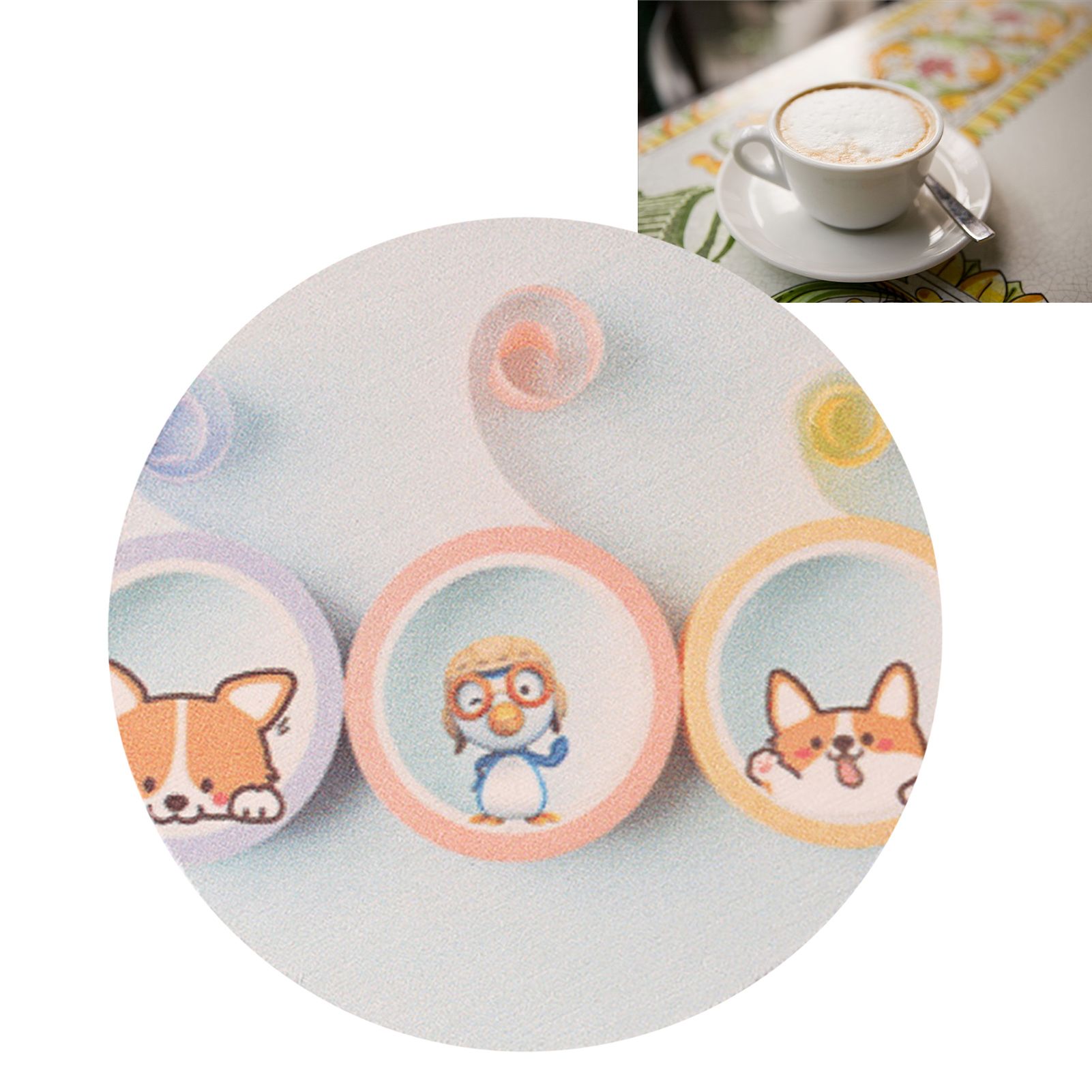 Round Cartoon Diatom Mud Coaster Water Absorbent Coaster Cutlery Insulation view 5