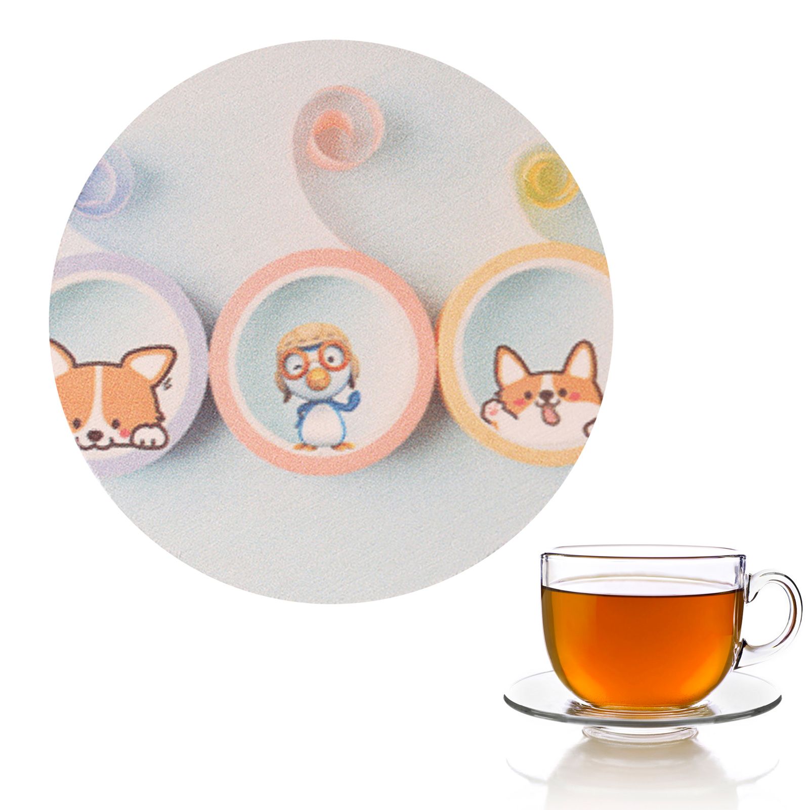 Round Cartoon Diatom Mud Coaster Water Absorbent Coaster Cutlery Insulation view 7