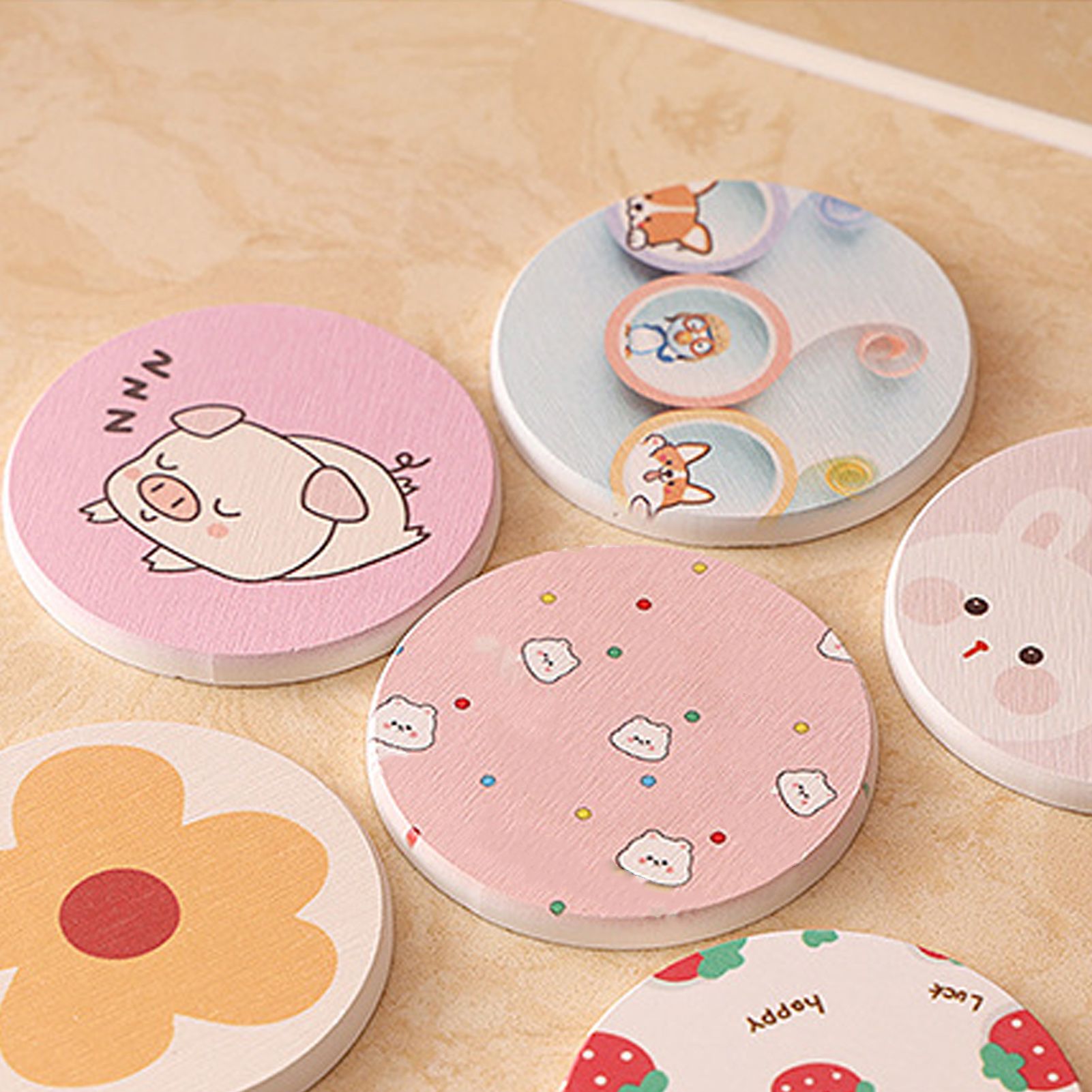 Round Cartoon Diatom Mud Coaster Water Absorbent Coaster Cutlery Insulation view 8