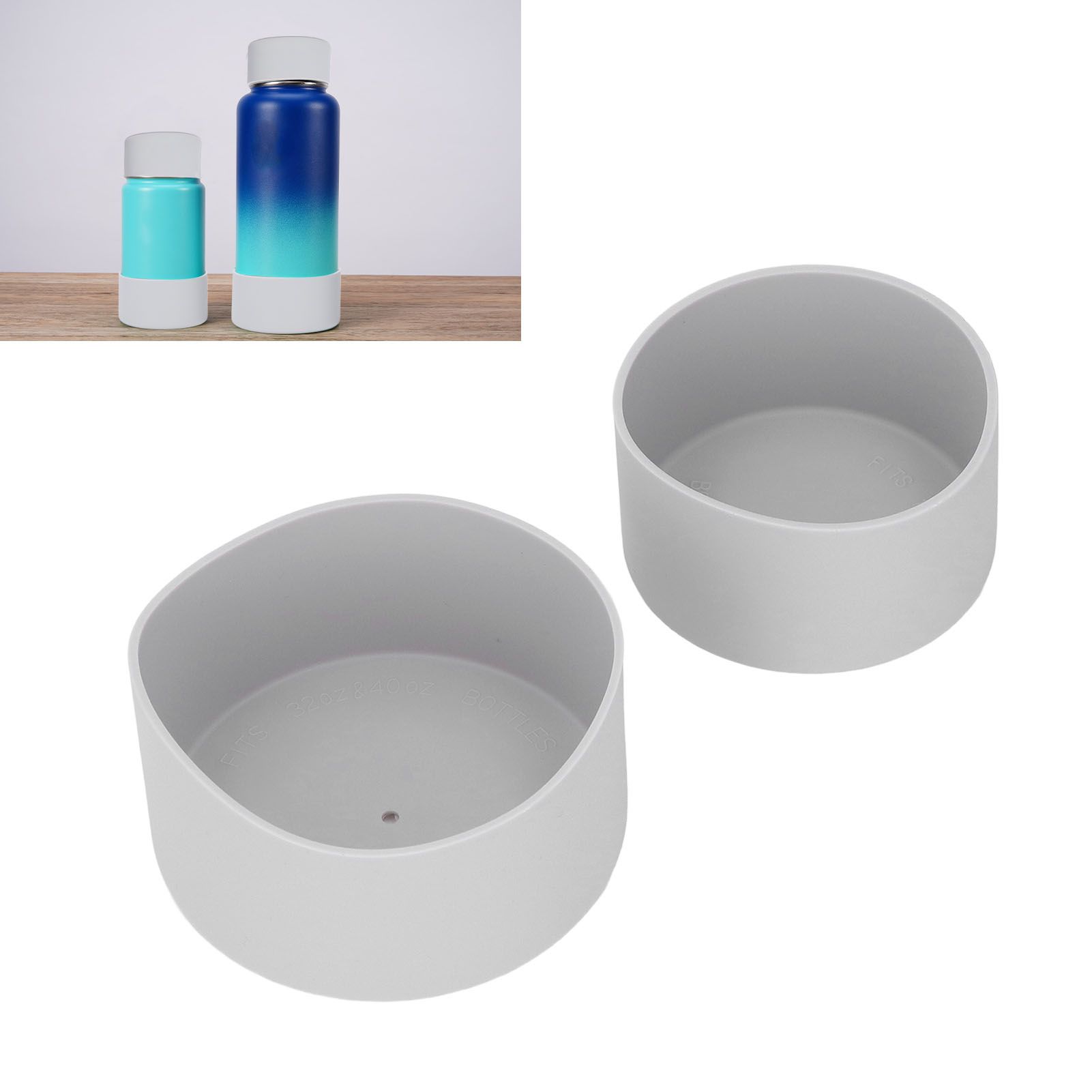 2Pcs Silicone Bumper Boot Protective Water Bottle Bottom Sleeve Cover for view 11