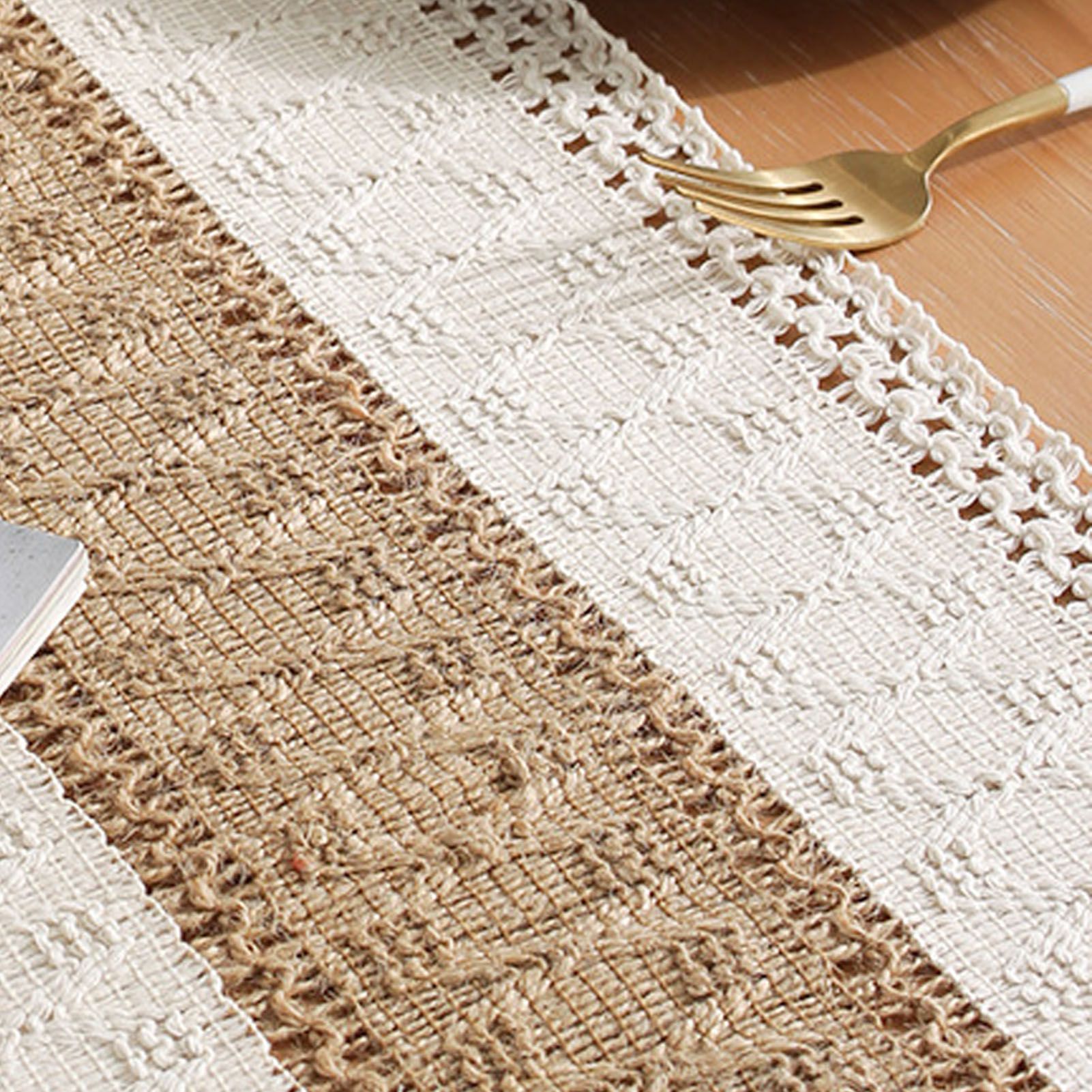 Rustic Table Runner Macrame Table Runner Cotton Desk Decoration for Holiday view 9