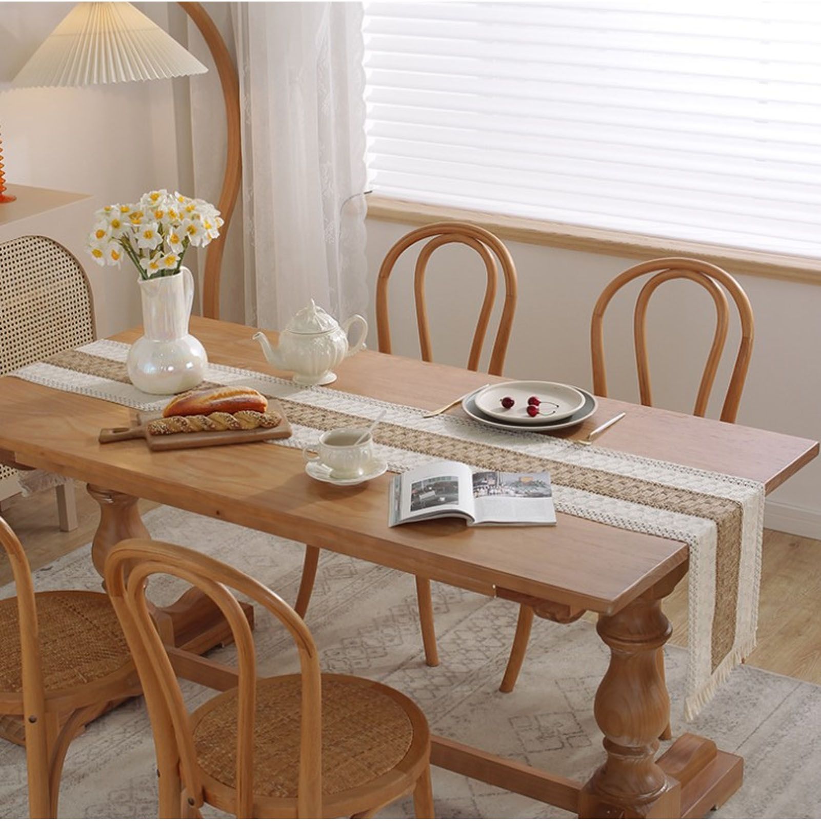 Rustic Table Runner Macrame Table Runner Cotton Desk Decoration for Holiday view 12