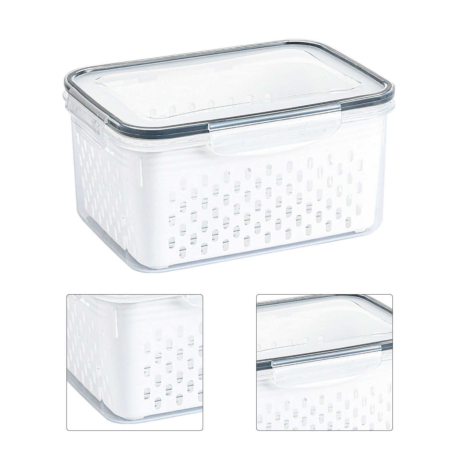 Drain Storage Basket Box Transparent Fruit Vegetable Storage Container for view 3