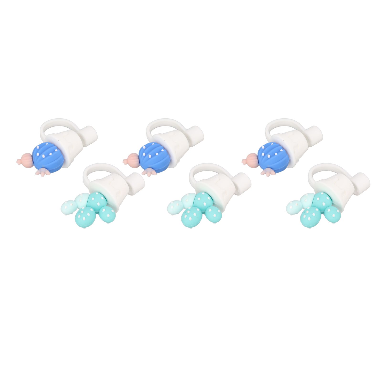 6Pcs Straw Cover Cap Cute Cartoon Reusable Silicone Toppers Drinking Tips Lids view 2