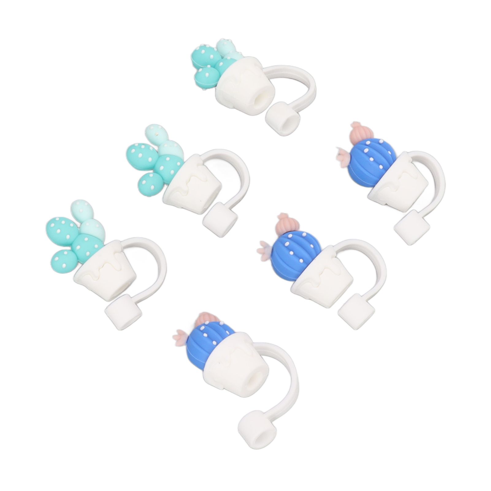 6Pcs Straw Cover Cap Cute Cartoon Reusable Silicone Toppers Drinking Tips Lids view 5