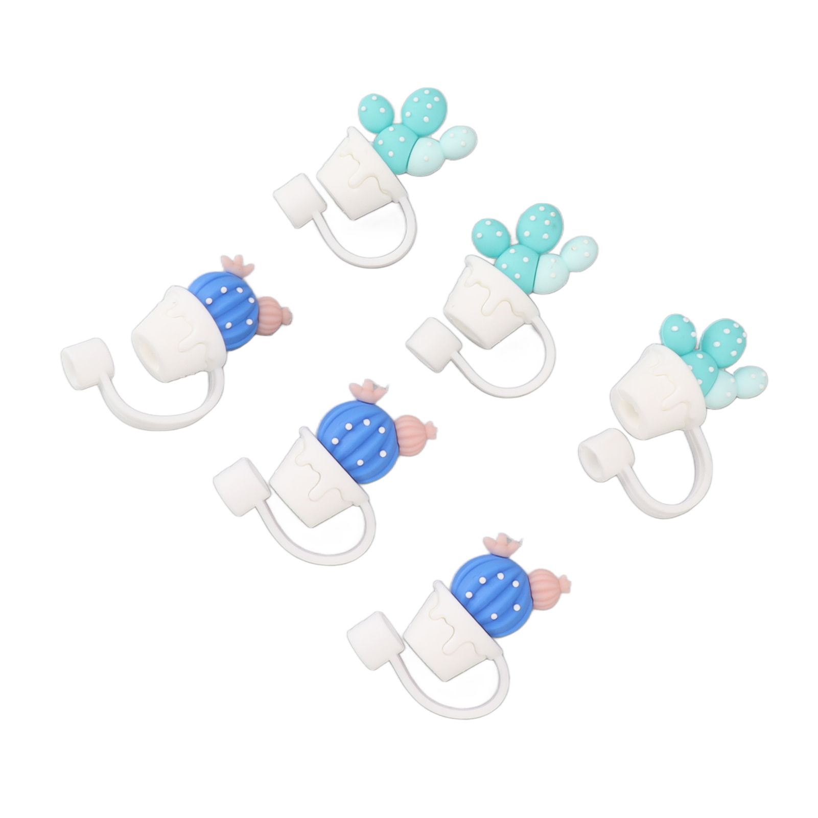 6Pcs Straw Cover Cap Cute Cartoon Reusable Silicone Toppers Drinking Tips Lids view 7