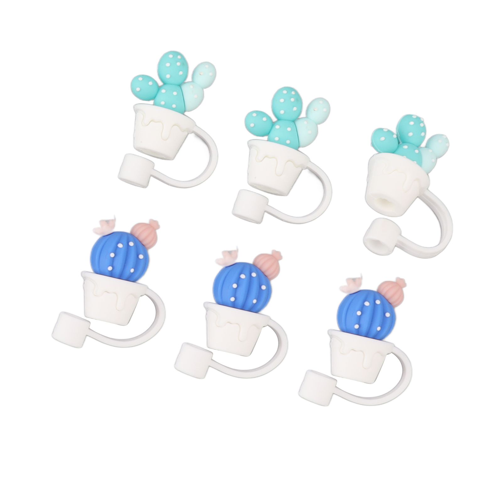 6Pcs Straw Cover Cap Cute Cartoon Reusable Silicone Toppers Drinking Tips Lids view 8
