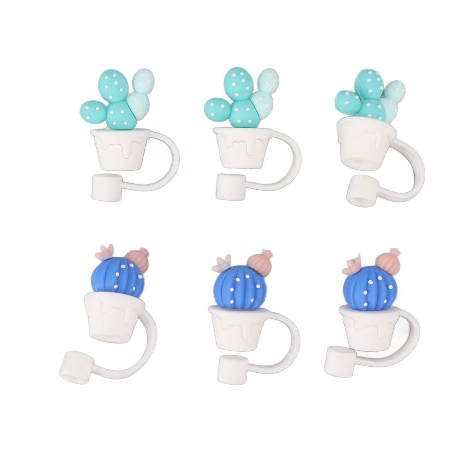 6Pcs Straw Cover Cap Cute Cartoon Reusable Silicone Toppers Drinking Tips Lids view 9