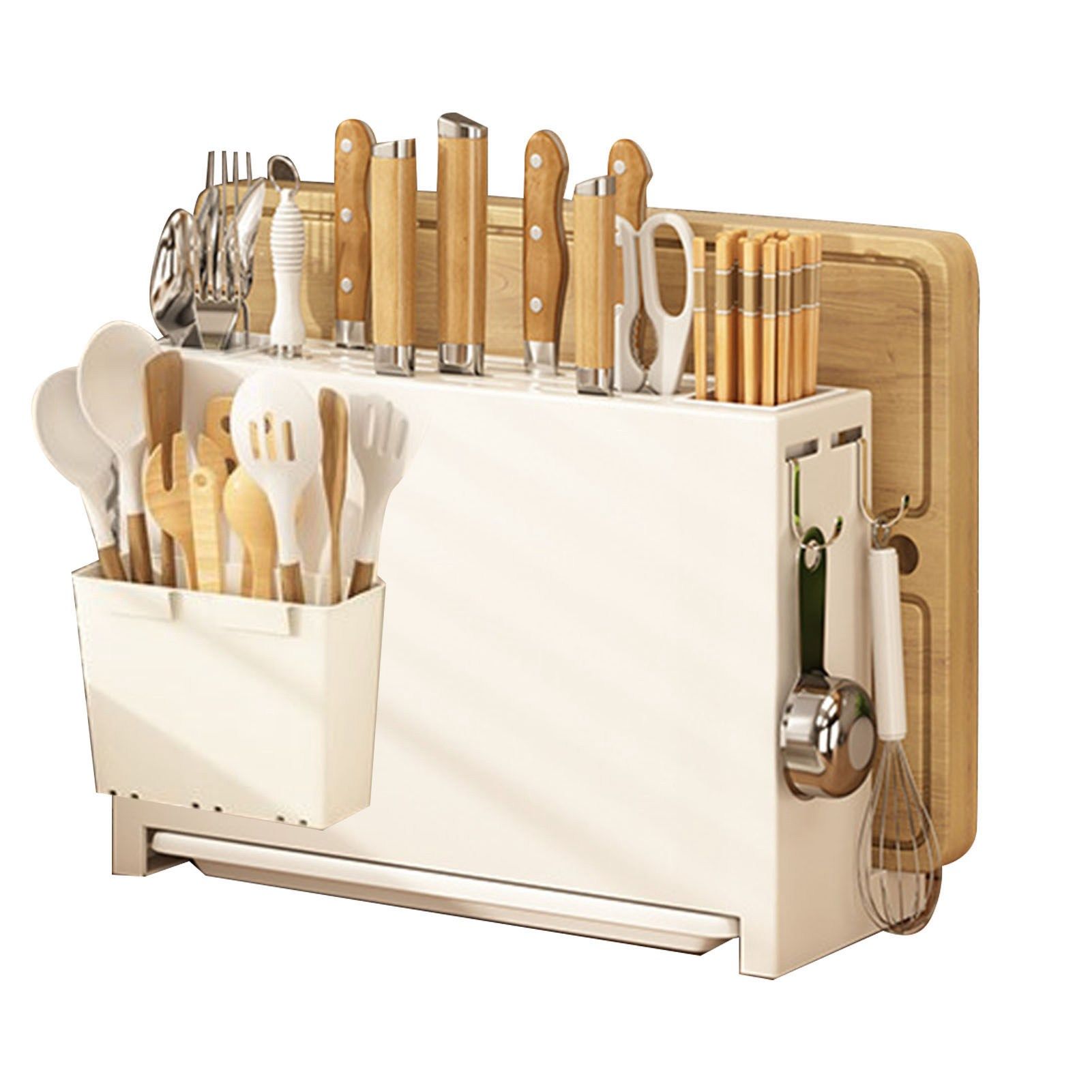 White Kitchen Chopsticks Knife Stand Cutting Board Integrated Magnet Draining