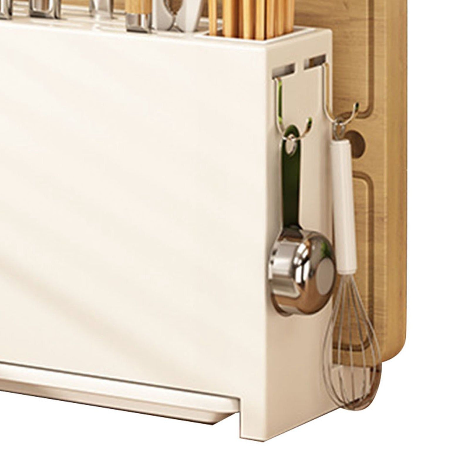 White Kitchen Chopsticks Knife Stand Cutting Board Integrated Magnet Draining view 13