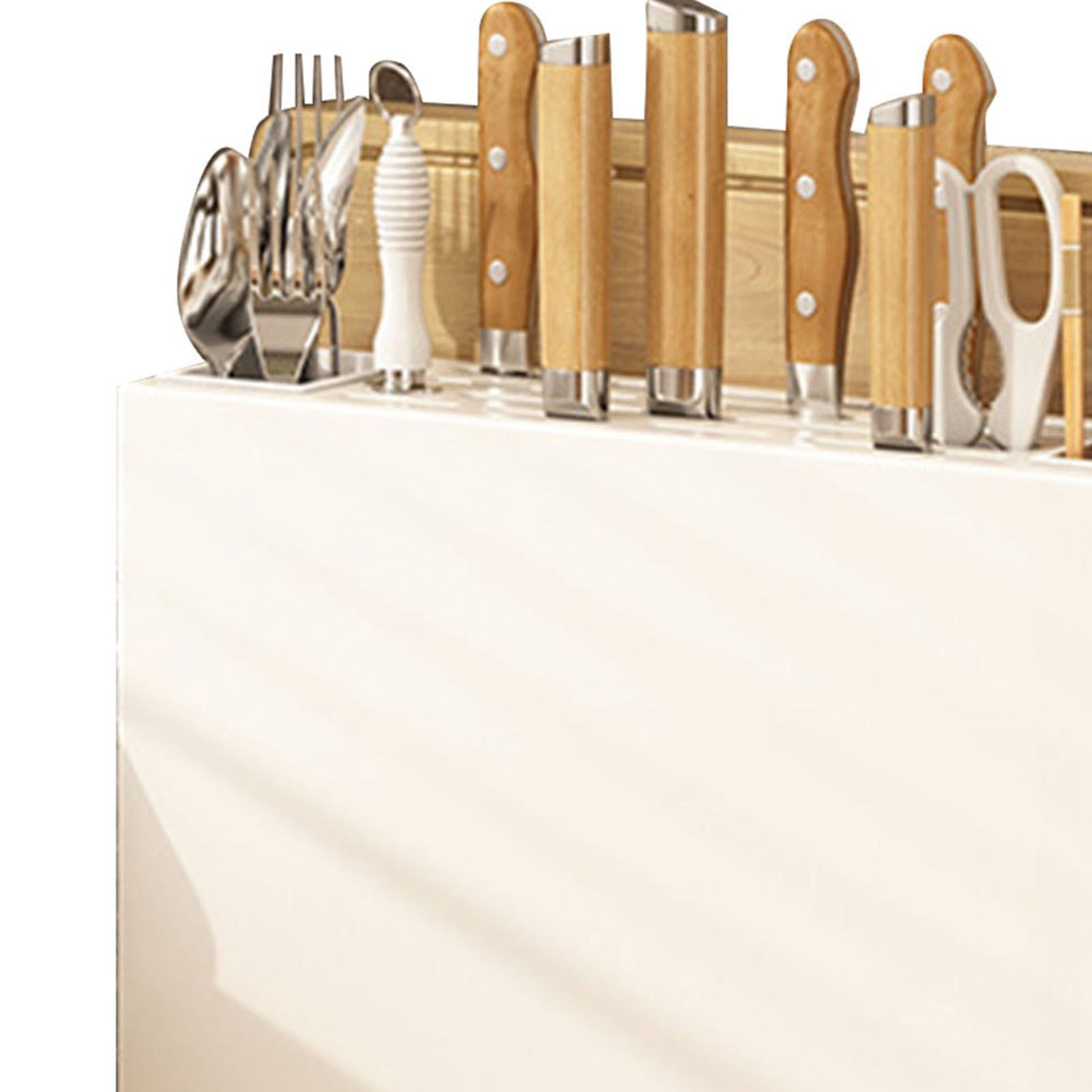 White Kitchen Chopsticks Knife Stand Cutting Board Integrated Magnet Draining view 14