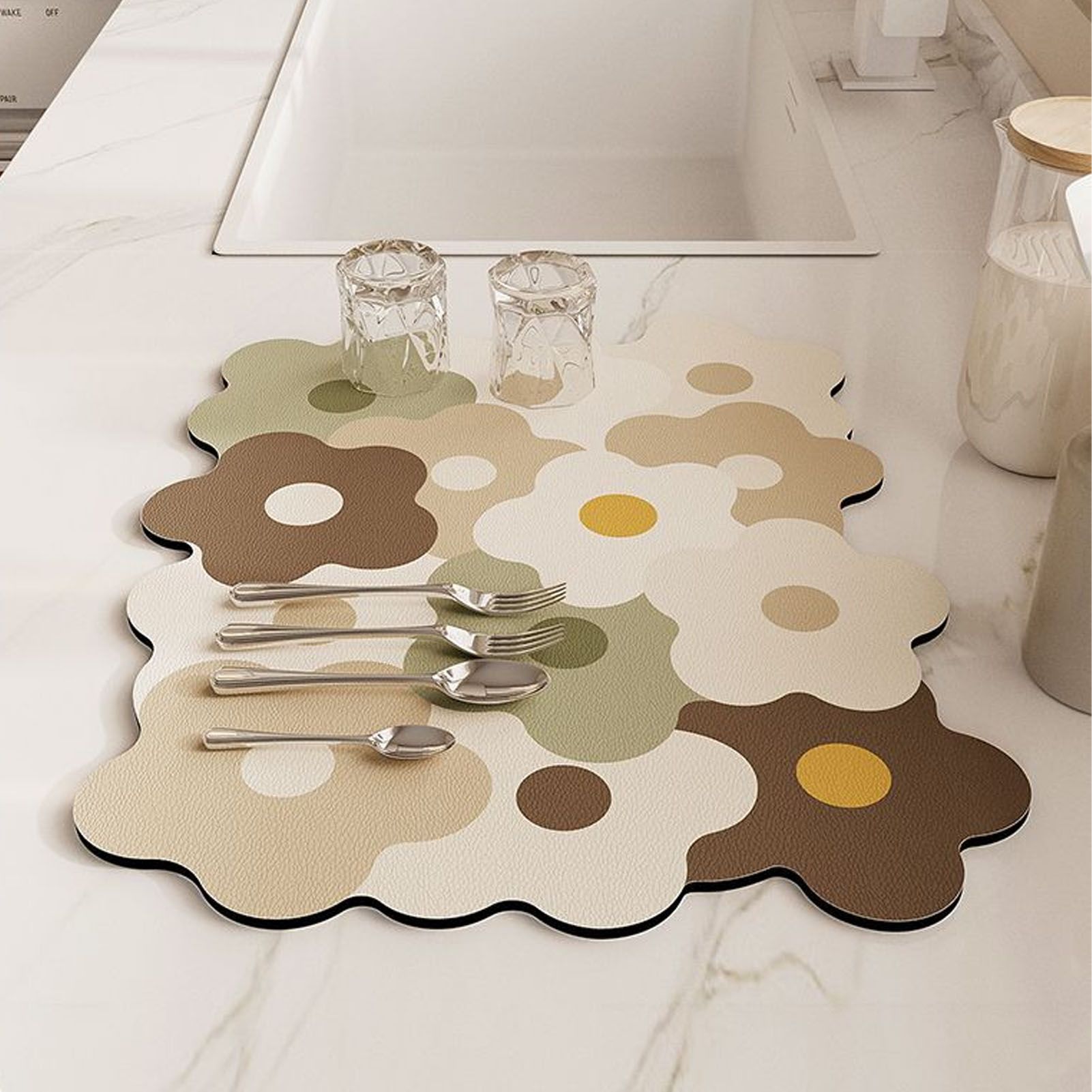 Kitchen Counter Dish Drying Mat Refreshing Cute Elegant Heat Resistant view 5