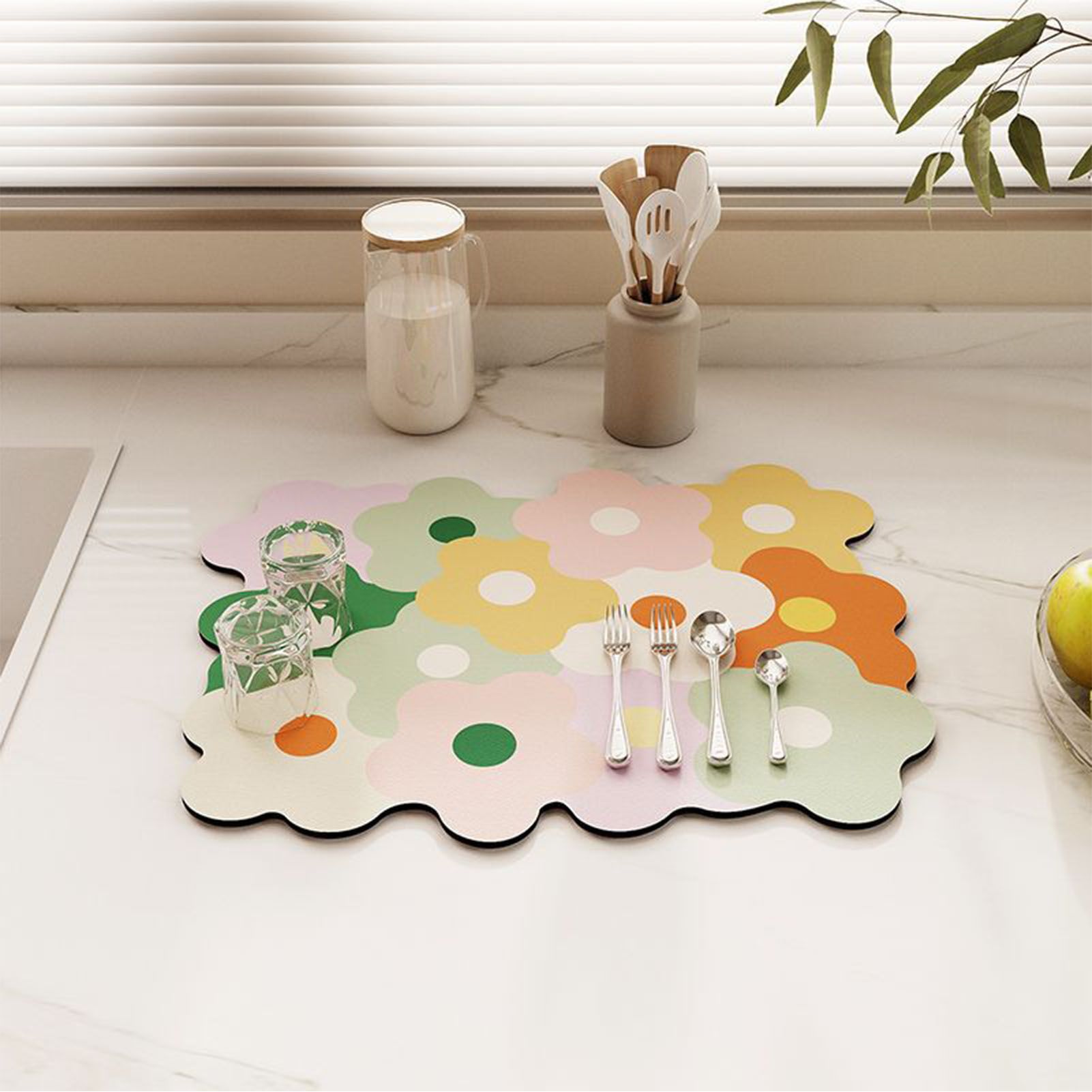 Kitchen Counter Dish Drying Mat Refreshing Cute Elegant Heat Resistant view 6