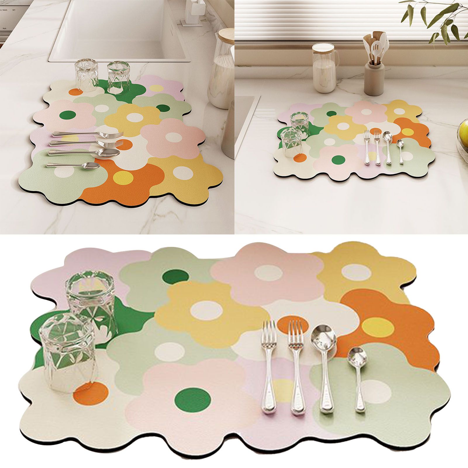Kitchen Counter Dish Drying Mat Refreshing Cute Elegant Heat Resistant view 12