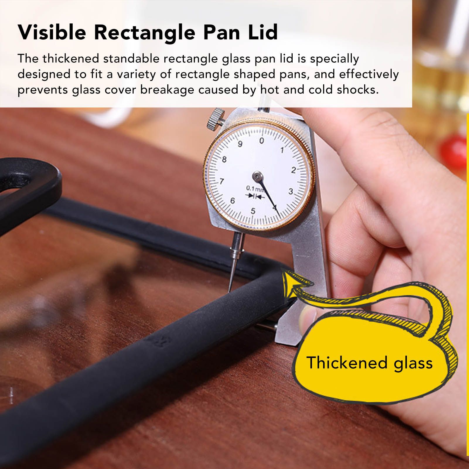 Rectangle Glass Pot Cover Thickened Standable Visible Silicone Rectangle Pan view 13