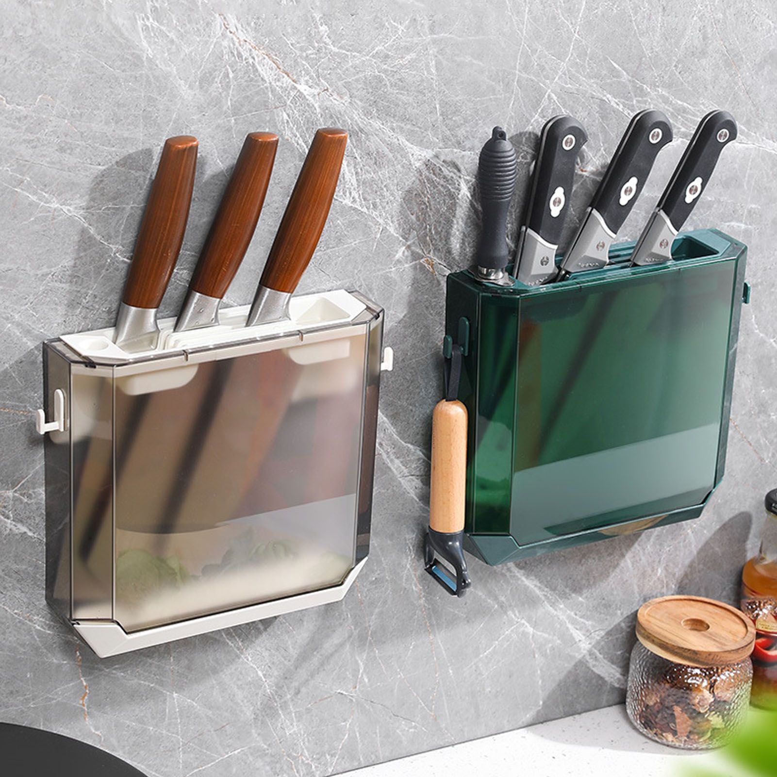 Wall Mounted Knife Holder Ultrathin Plastic Installation Box Storage Rack for view 6