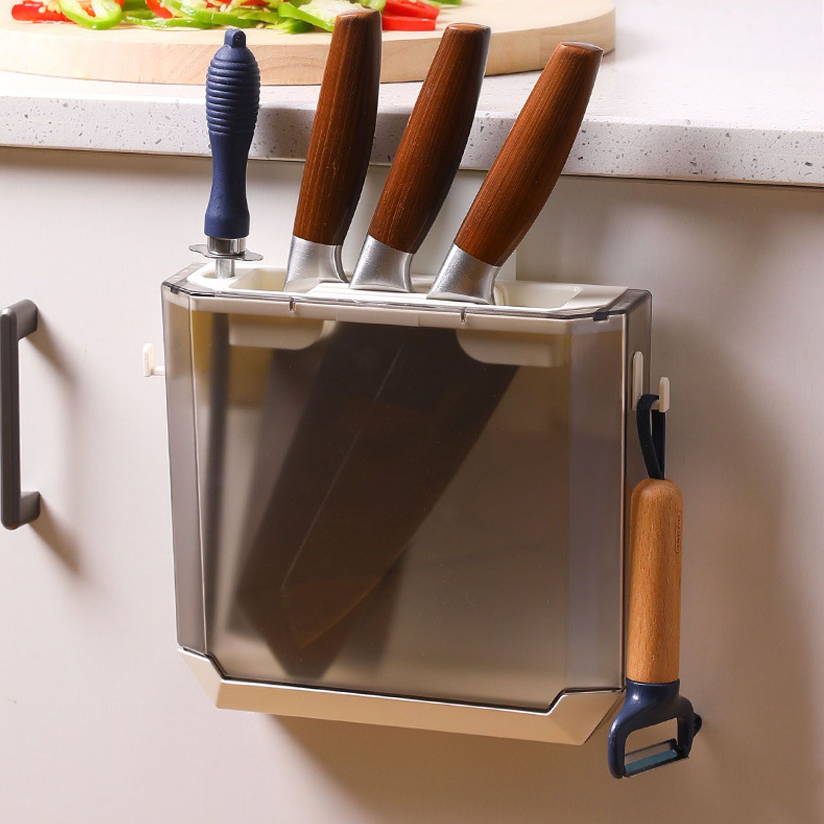 Wall Mounted Knife Holder Ultrathin Plastic Installation Box Storage Rack for view 11