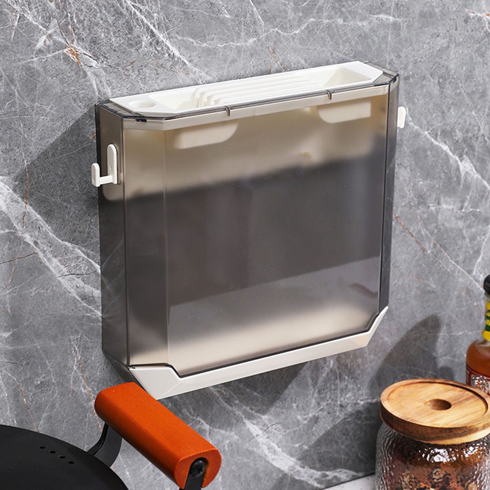 Wall Mounted Knife Holder Ultrathin Plastic Installation Box Storage Rack for view 12