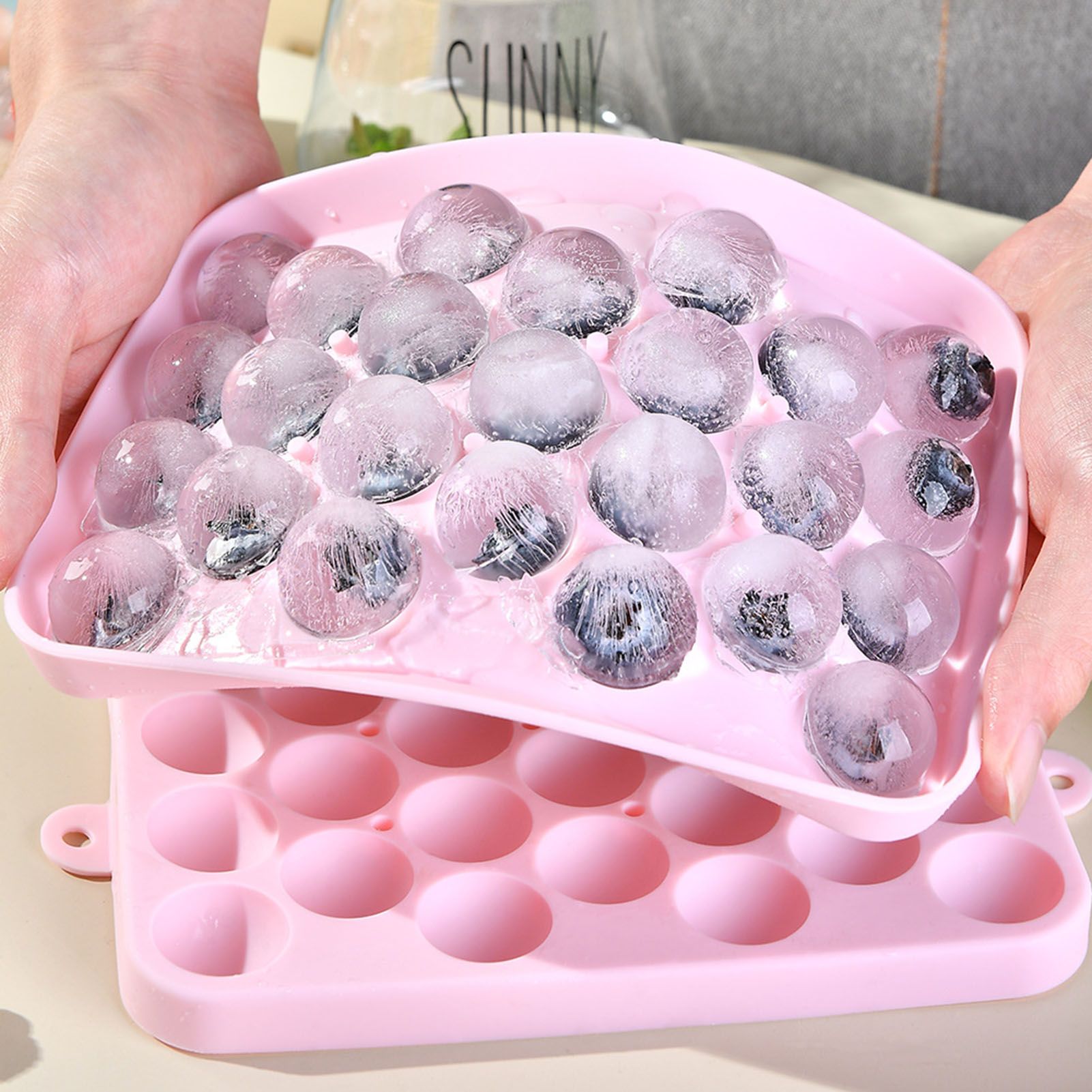25 Grid Ice Cube Tray Easy Release Silicone Ice Ball Maker Mold Mini Round Ice view 11