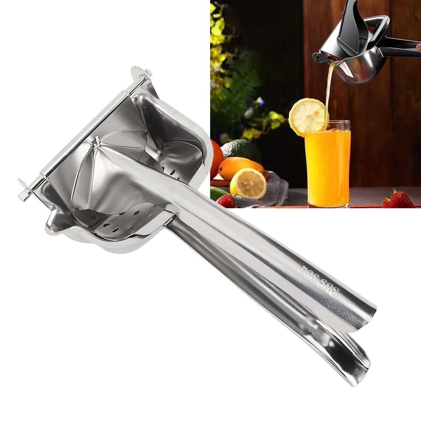 Hand Juicer 304 Stainless Steel Ergonomic Detachable Effort Saving Citrus view 12