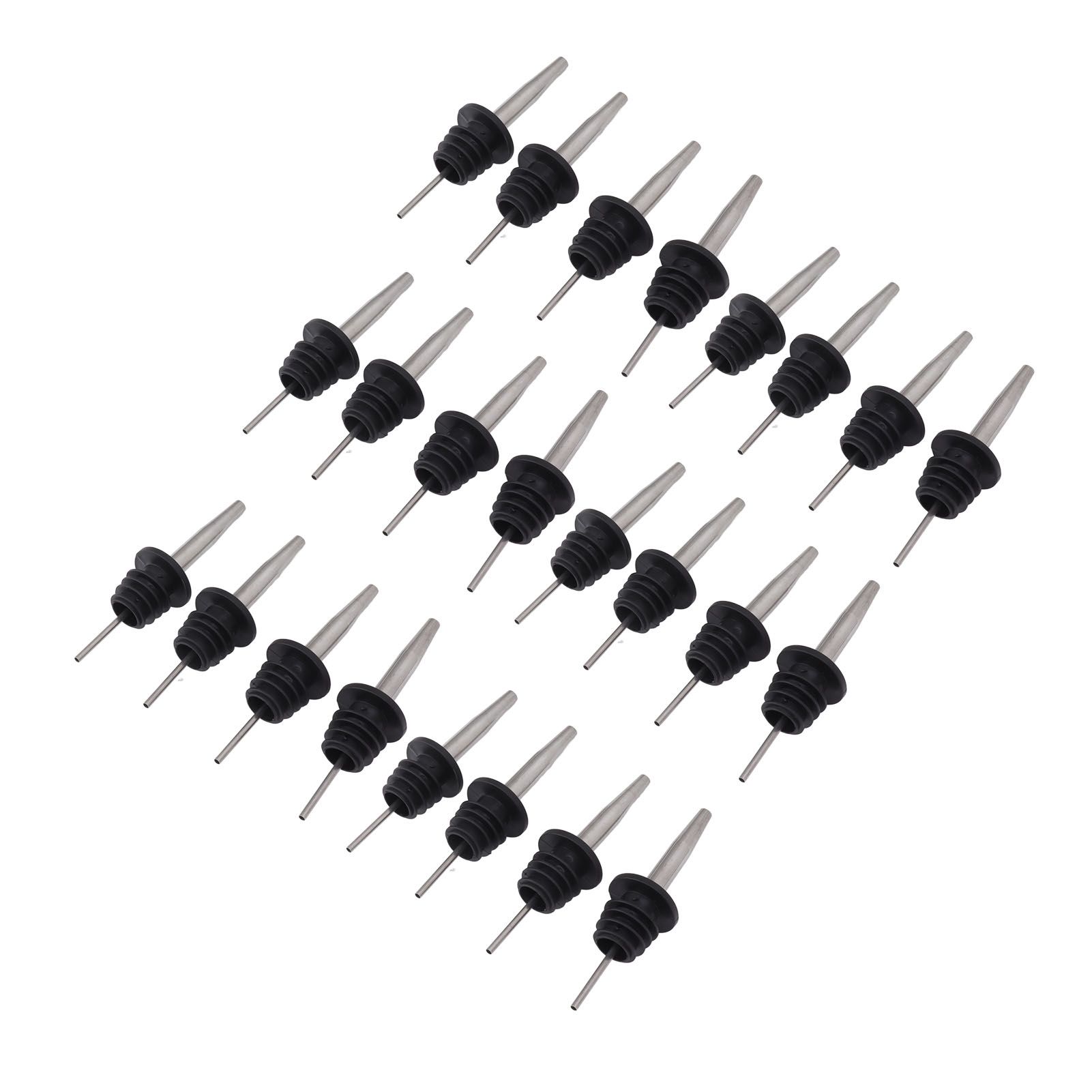 24pcs Stainless Steel Bottle Pourers with Black Plastic Cover Conical Design view 2