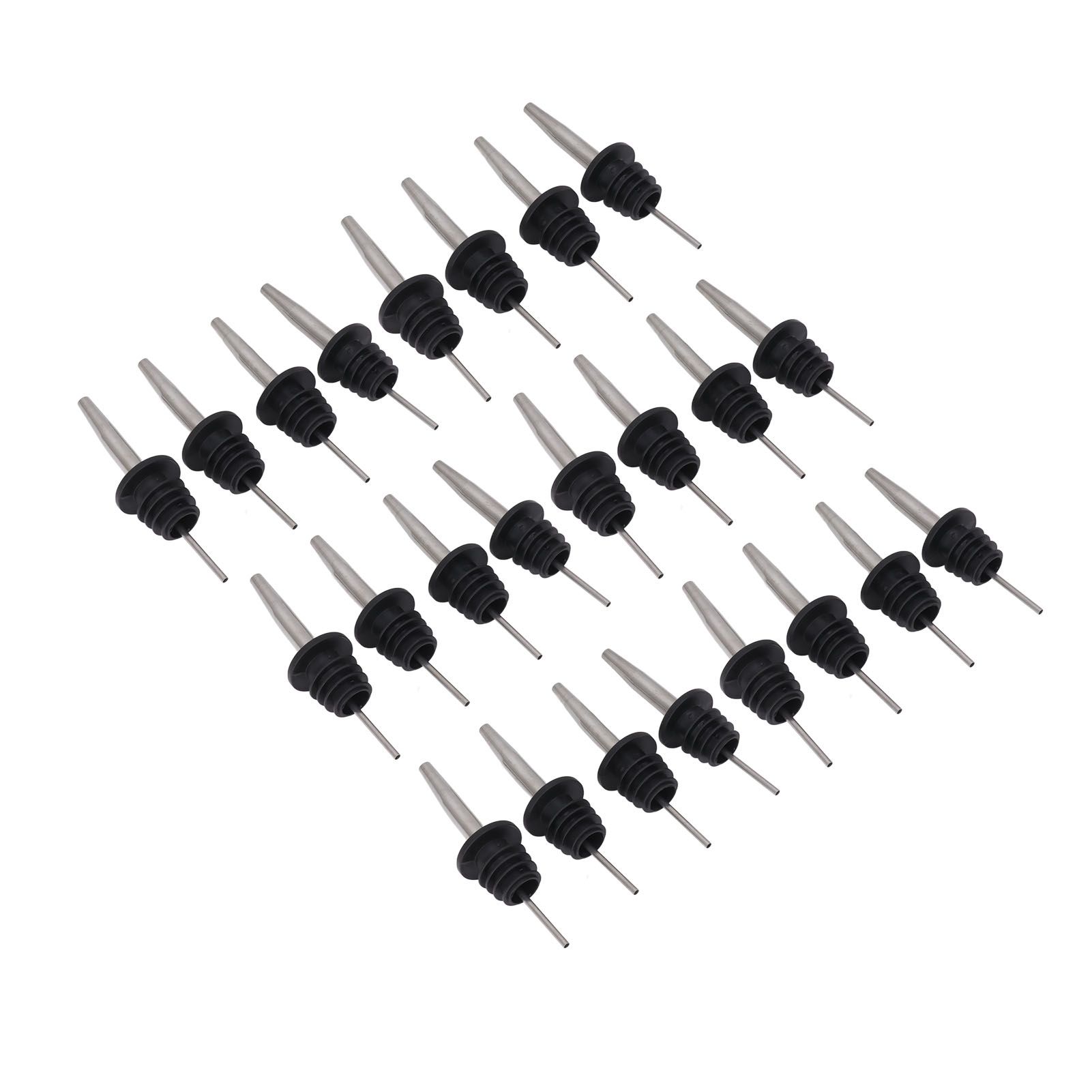 24pcs Stainless Steel Bottle Pourers with Black Plastic Cover Conical Design view 3