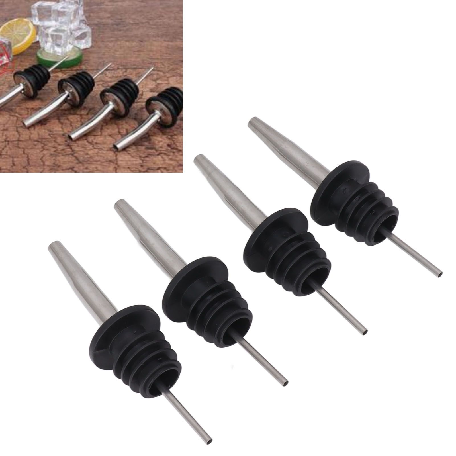 24pcs Stainless Steel Bottle Pourers with Black Plastic Cover Conical Design view 11
