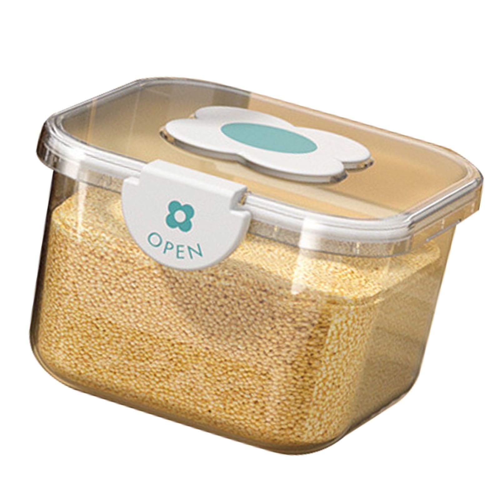 Rice Container Airtight Grain Food Storage Box Transparent with Cover for Home view 2