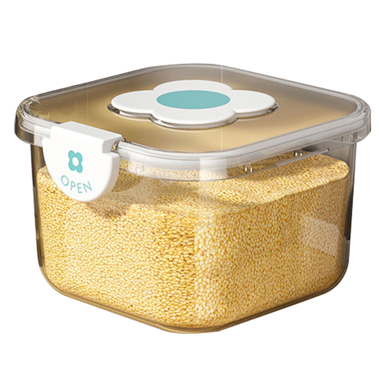 Rice Container Airtight Grain Food Storage Box Transparent with Cover for Home view 3