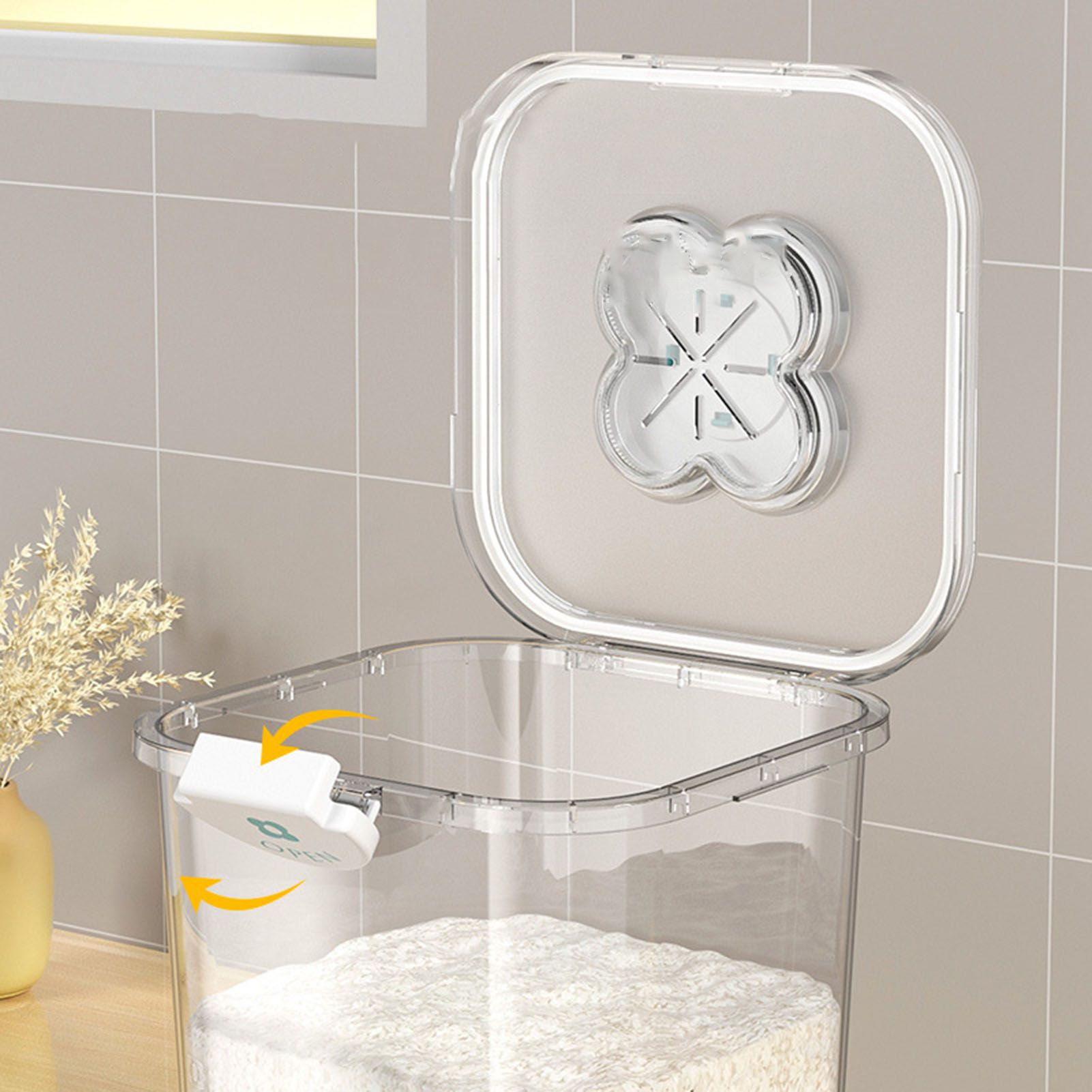 Rice Container Airtight Grain Food Storage Box Transparent with Cover for Home view 6