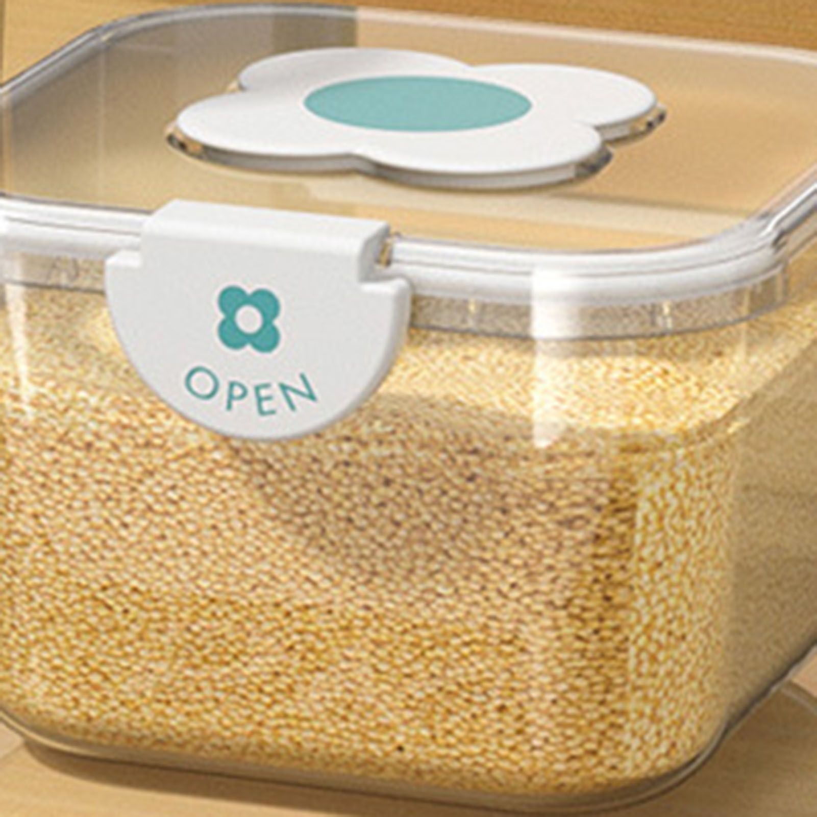 Rice Container Airtight Grain Food Storage Box Transparent with Cover for Home view 8