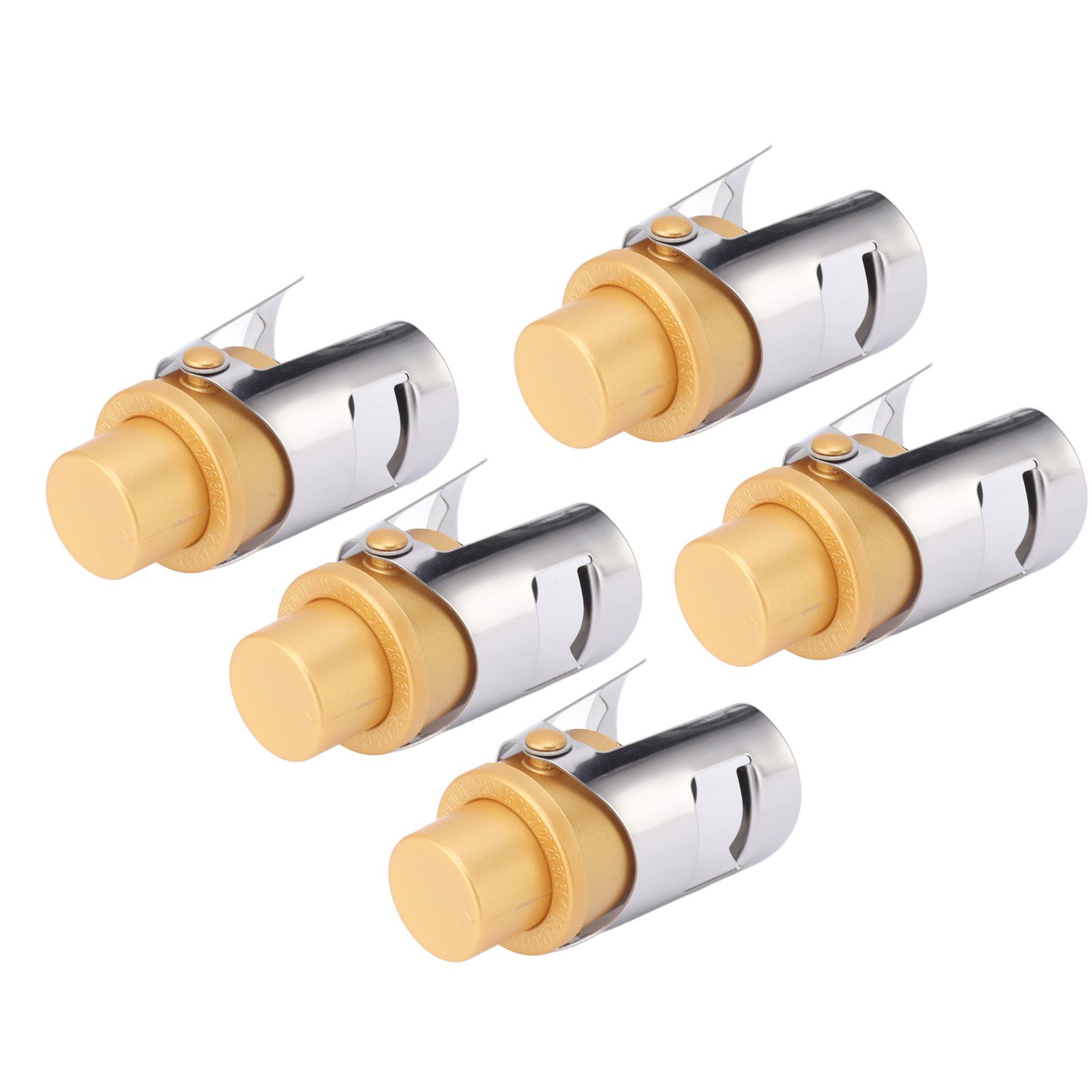 5 Packs Golden Champagne Stopper Stainless Steel Resuable Bottle Sealer view 2