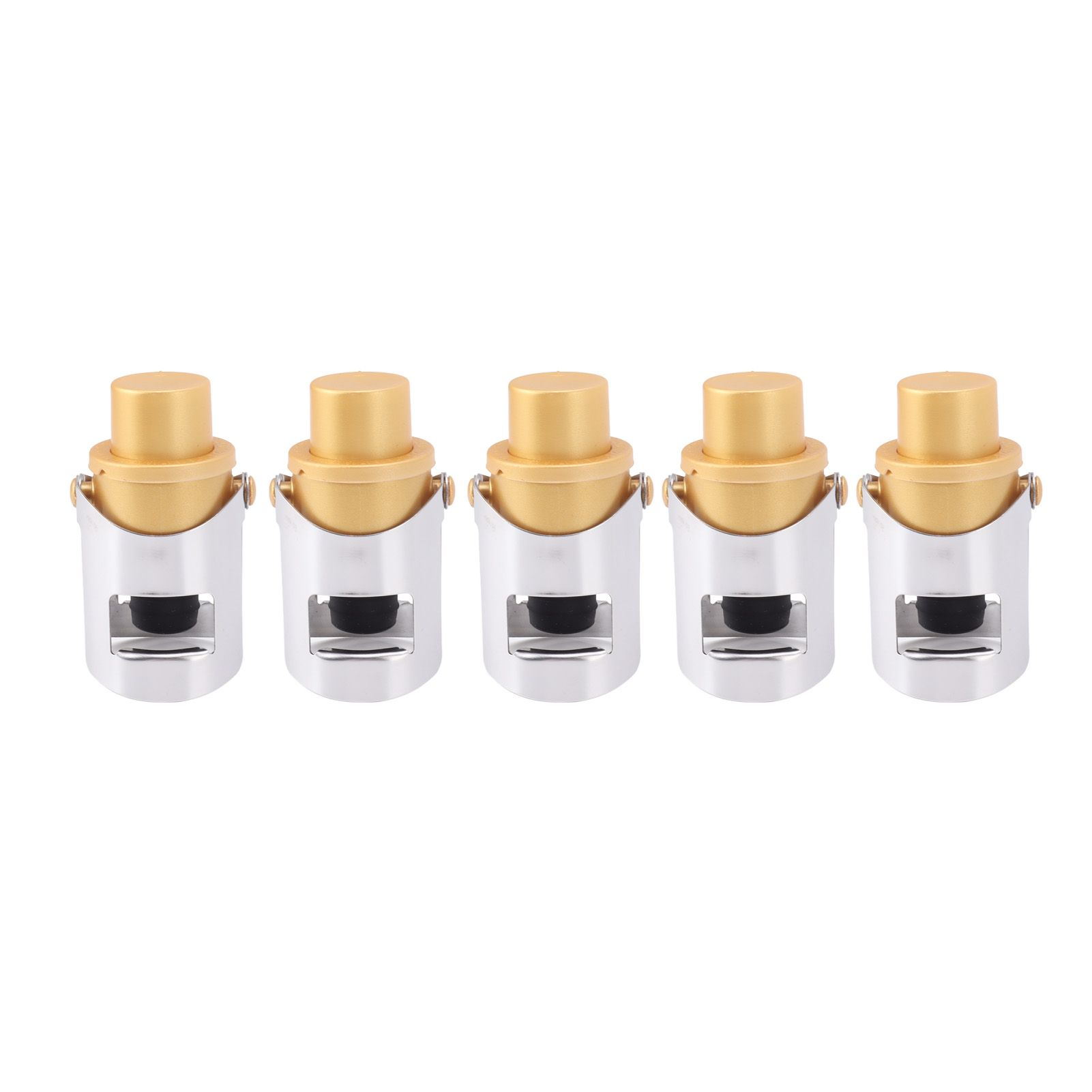 5 Packs Golden Champagne Stopper Stainless Steel Resuable Bottle Sealer view 3