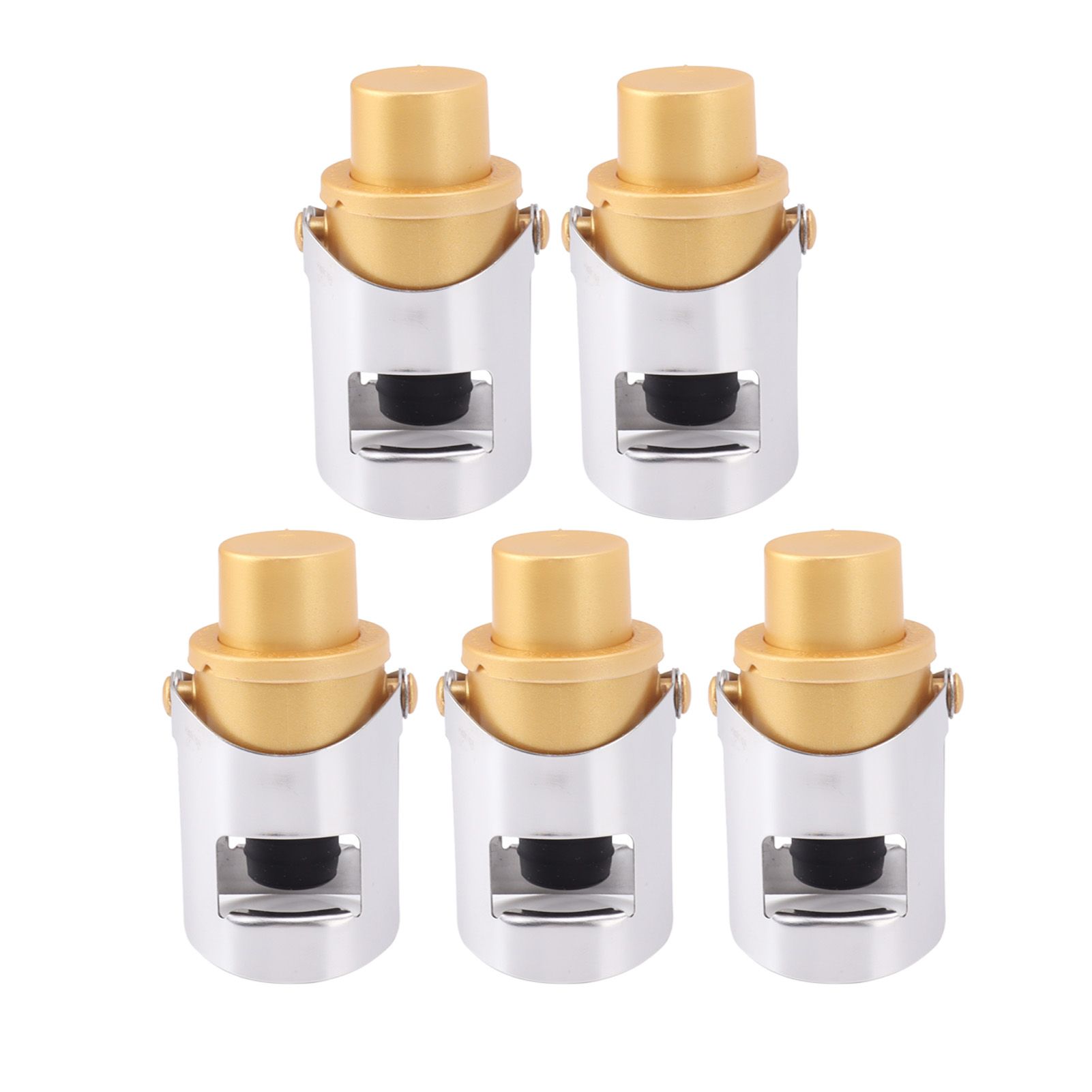 5 Packs Golden Champagne Stopper Stainless Steel Resuable Bottle Sealer view 4