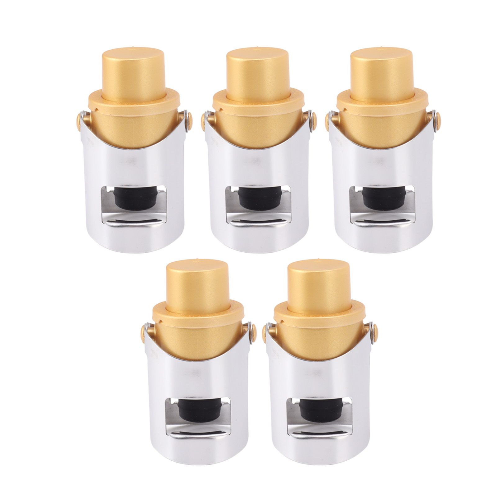 5 Packs Golden Champagne Stopper Stainless Steel Resuable Bottle Sealer view 5