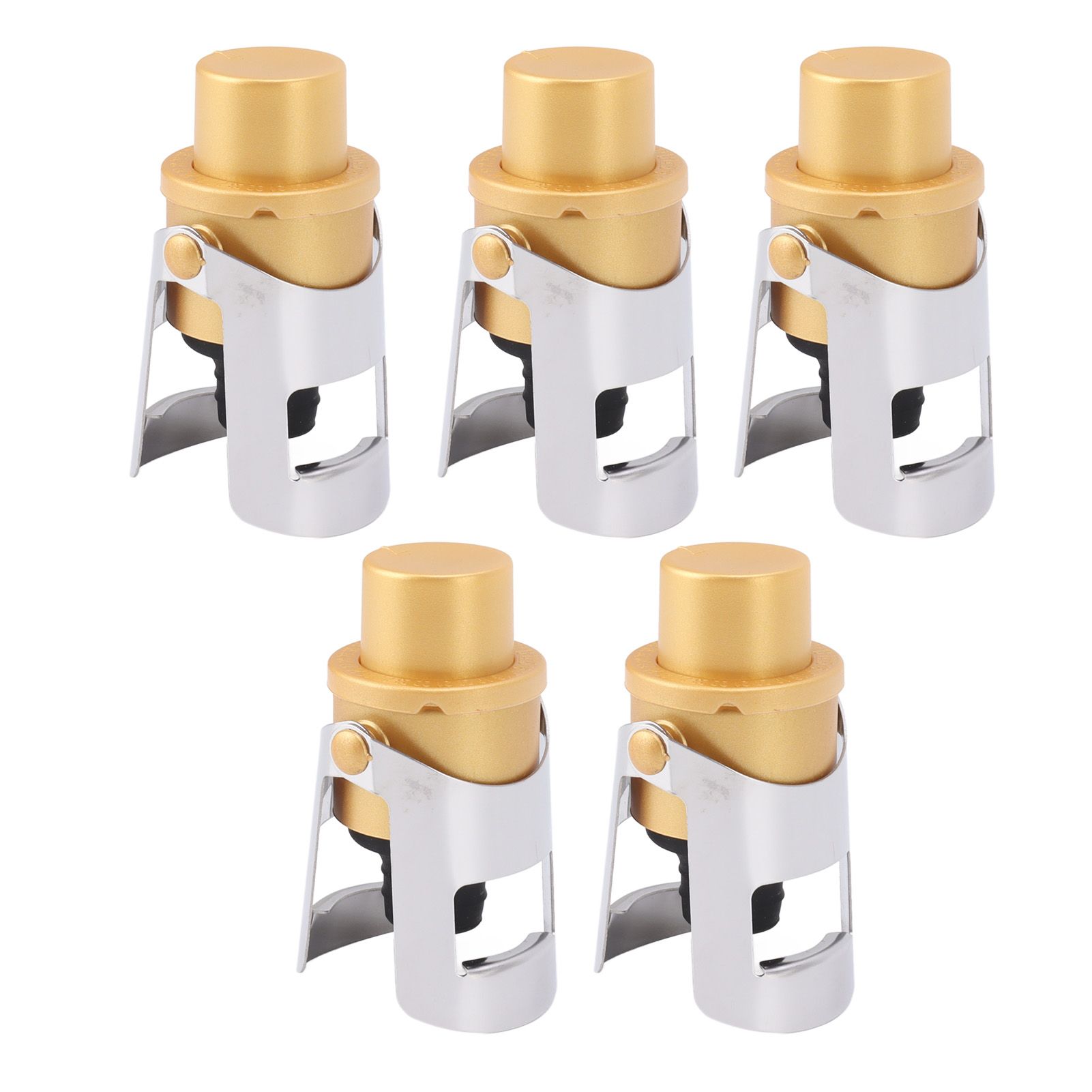 5 Packs Golden Champagne Stopper Stainless Steel Resuable Bottle Sealer view 8